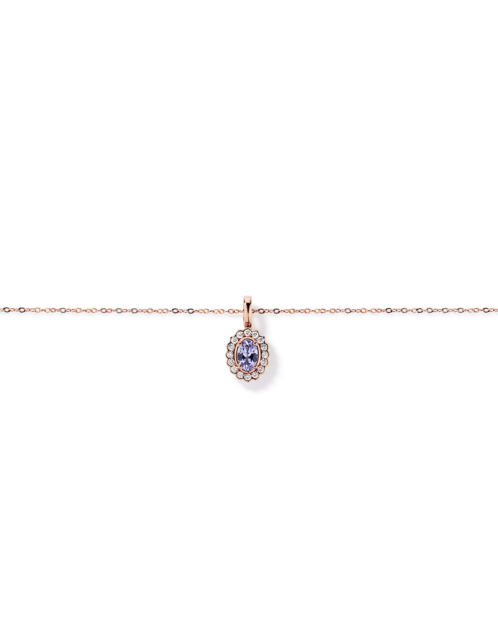 Tanzanite & 0.15TW of Diamond Halo Pendant with Chain in 10kt Rose Gold