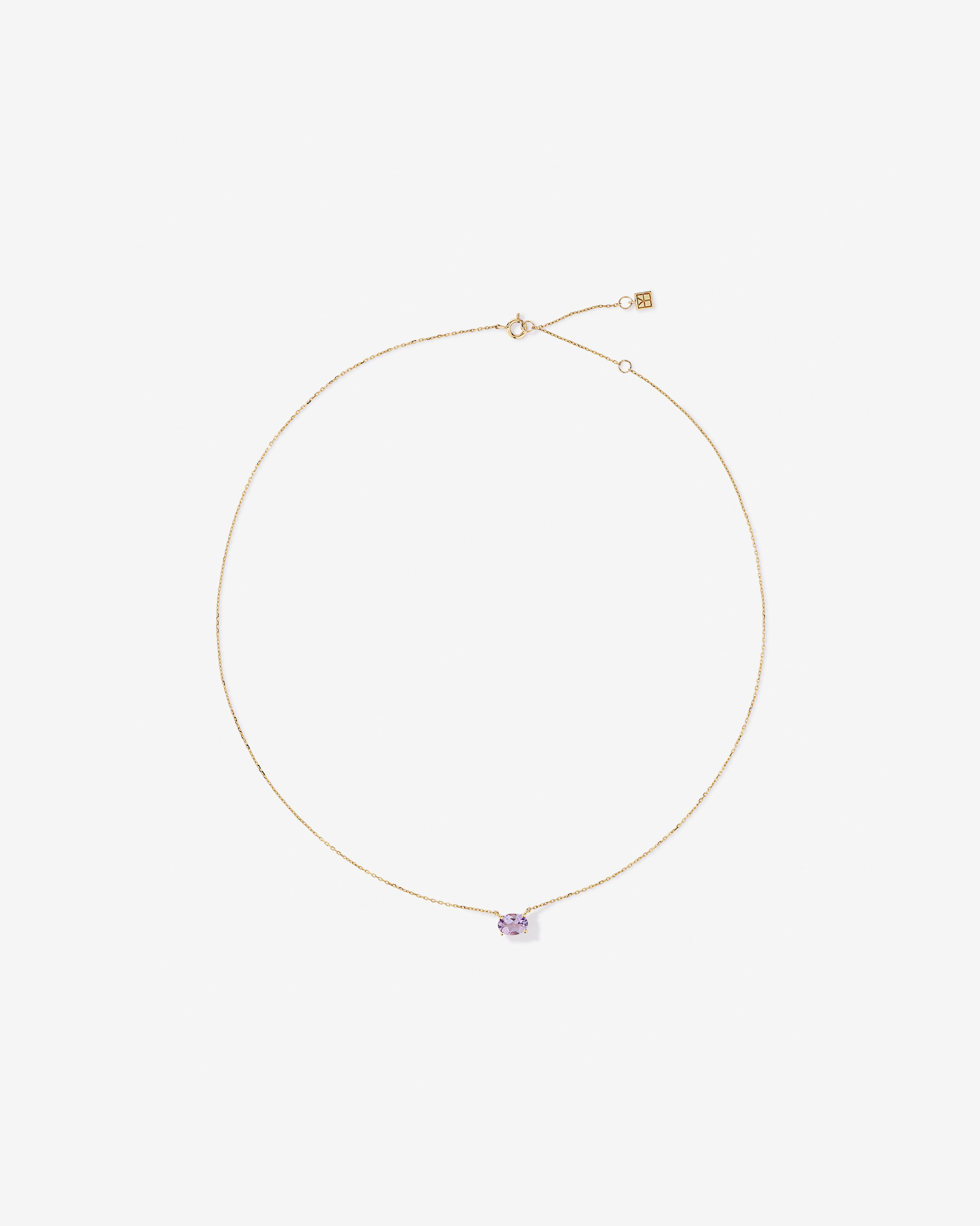 Oval East-West Rose Amethyst Necklace in 10kt Yellow Gold