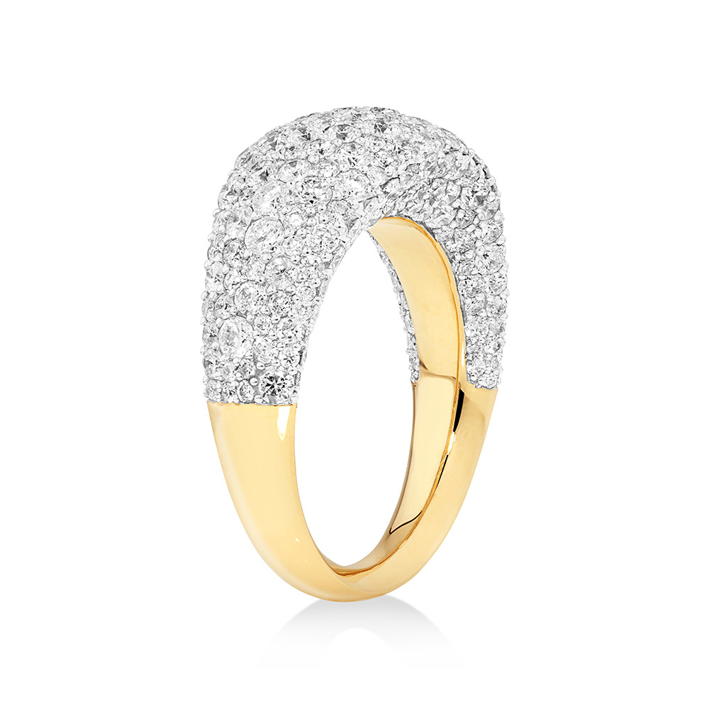 Bague Stardust en or jaune 14 K et en rhodium à diamants totalisant 3,14 ct