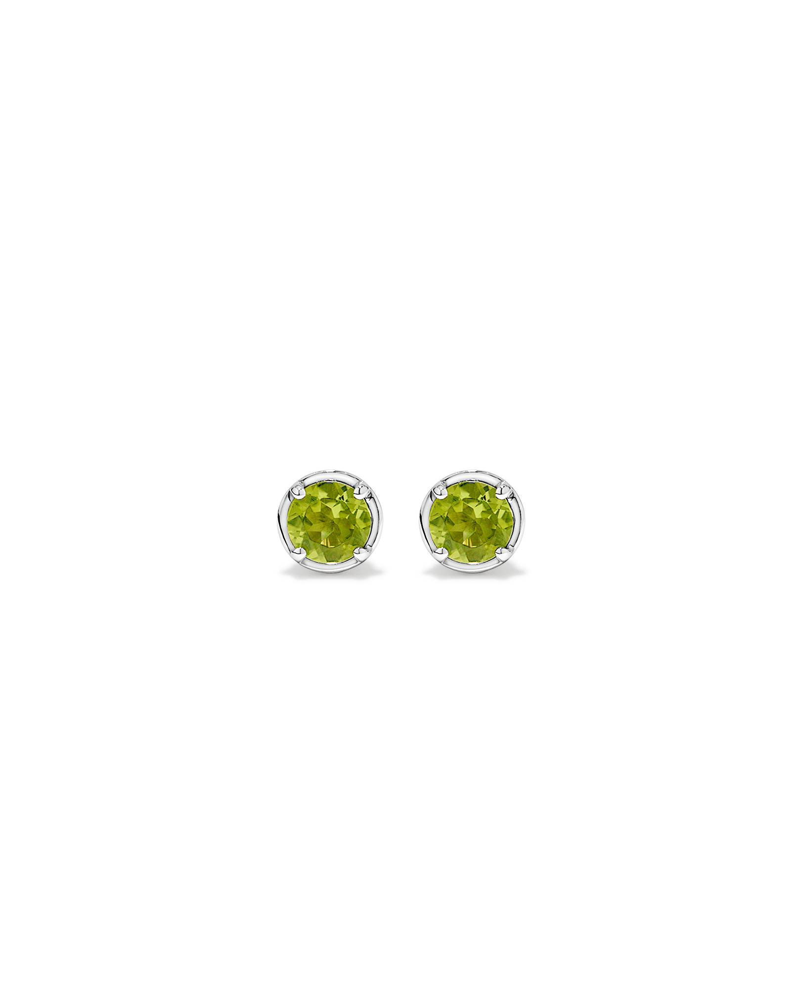 Round Peridot Stud Earrings in Sterling Silver