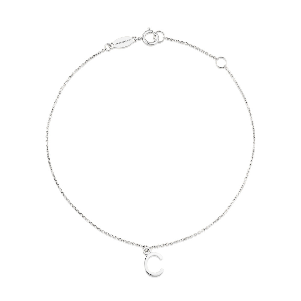 19cm (7.5") C Initial Bracelet in Sterling Silver