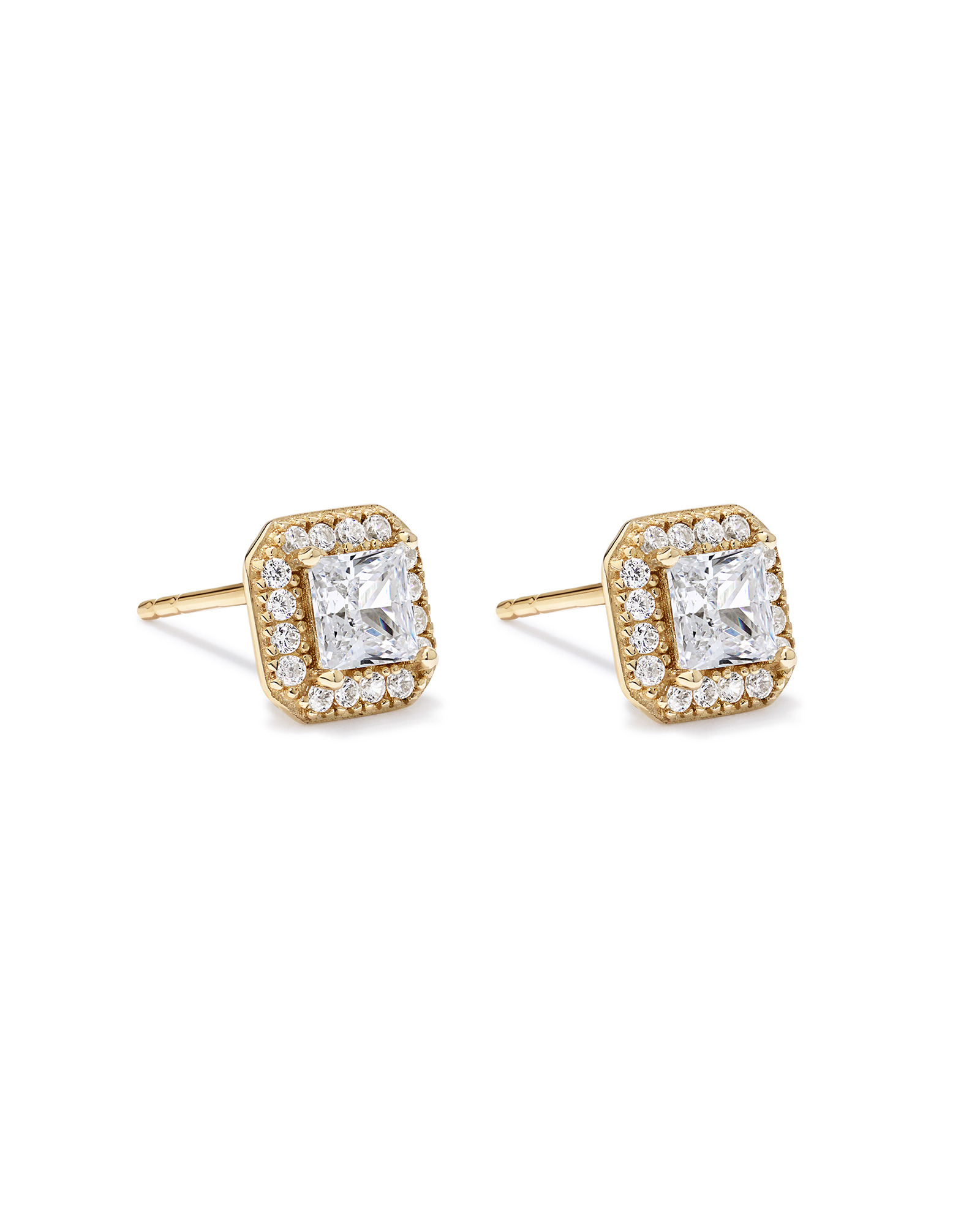 Boucle d’oreille halo en vermeil 18 ct avec zirconiums cubiques
