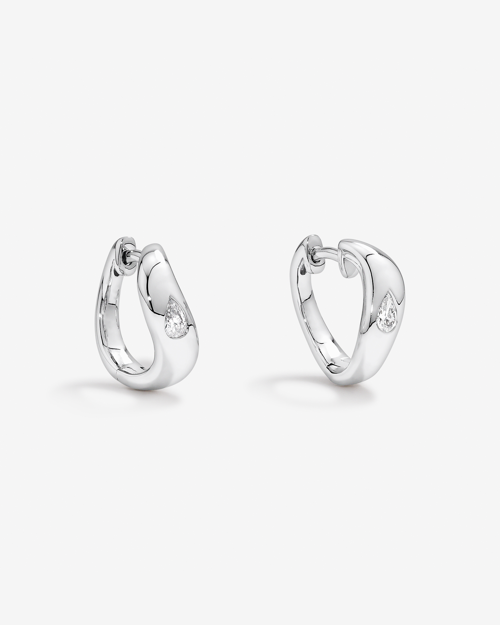 0.20 Carat TW Laboratory-Grown Pear Diamond Hoop Earrings in Sterling Silver