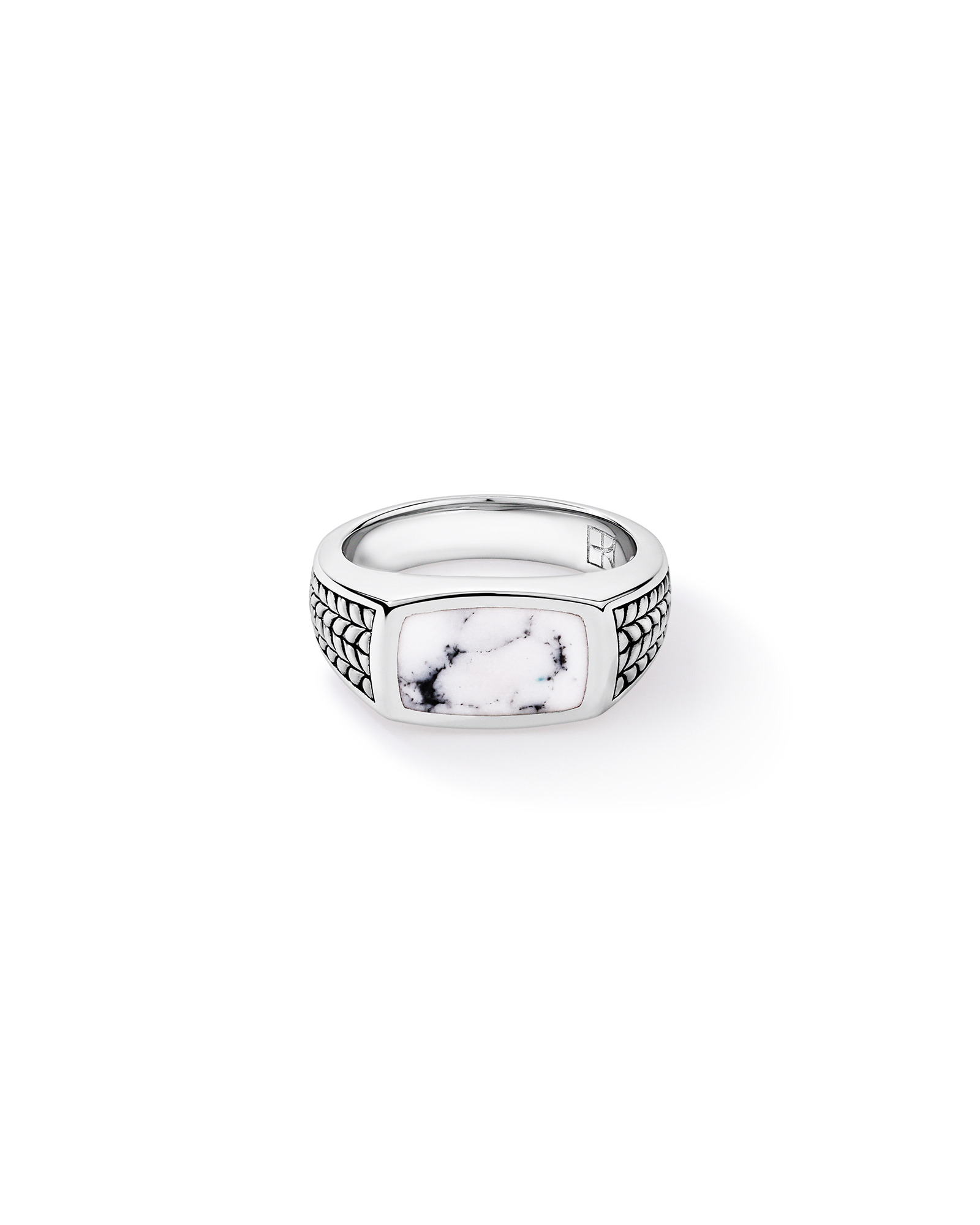 Howlite Signet Ring in Sterling Silver