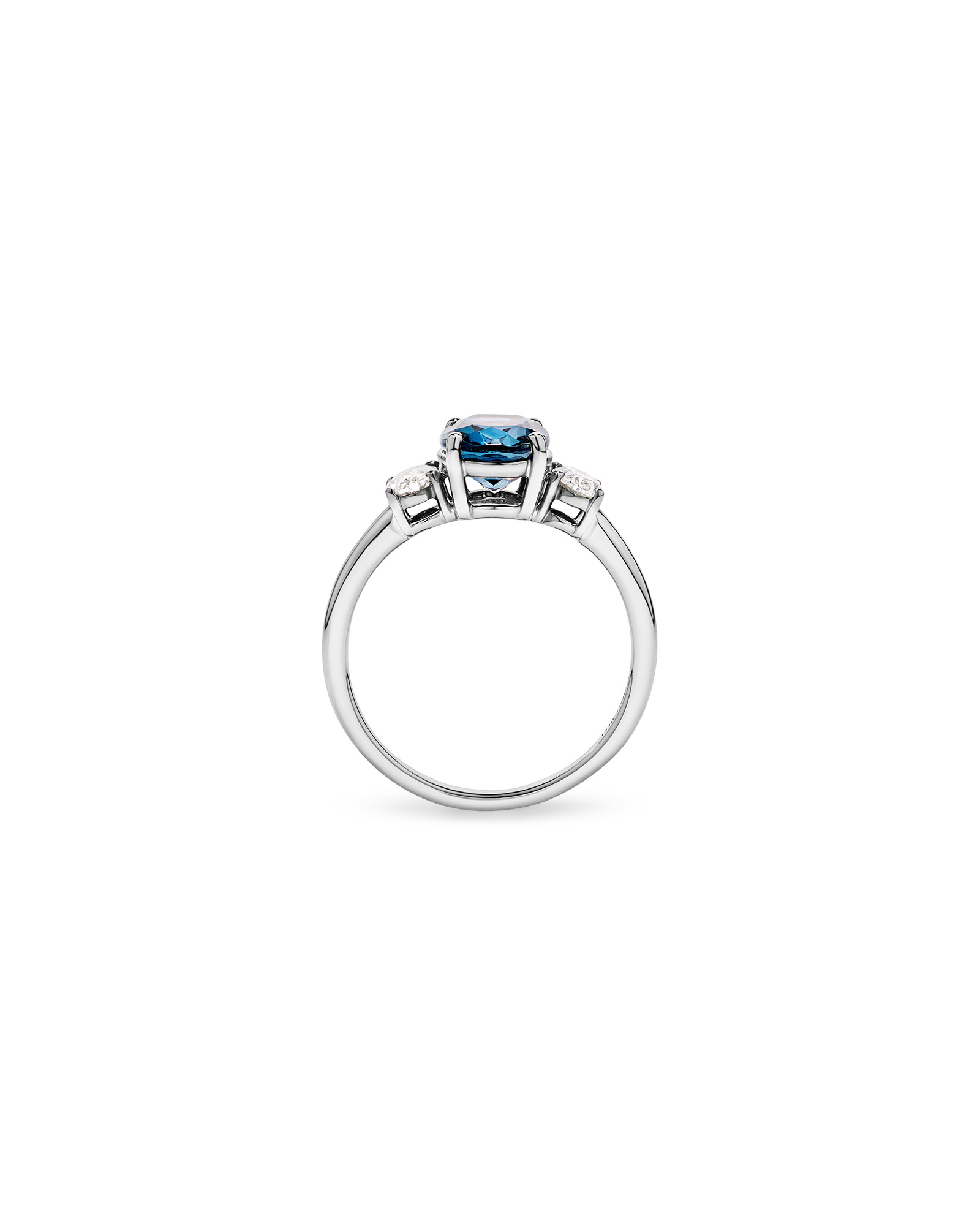 London Blue Topaz Ring with .46 Carat TW Diamonds 14kt White Gold