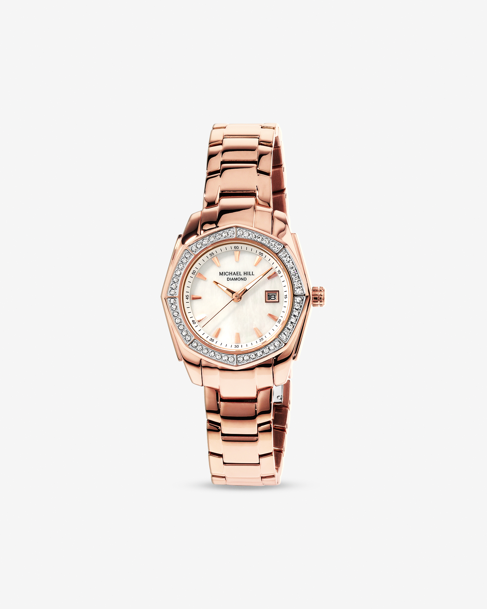Montre Femme En Nacre Avec 0,28 Carat Poids Total De Diamants Et Mouvement Quartz En Acier Inoxydable Ton Or Rose
