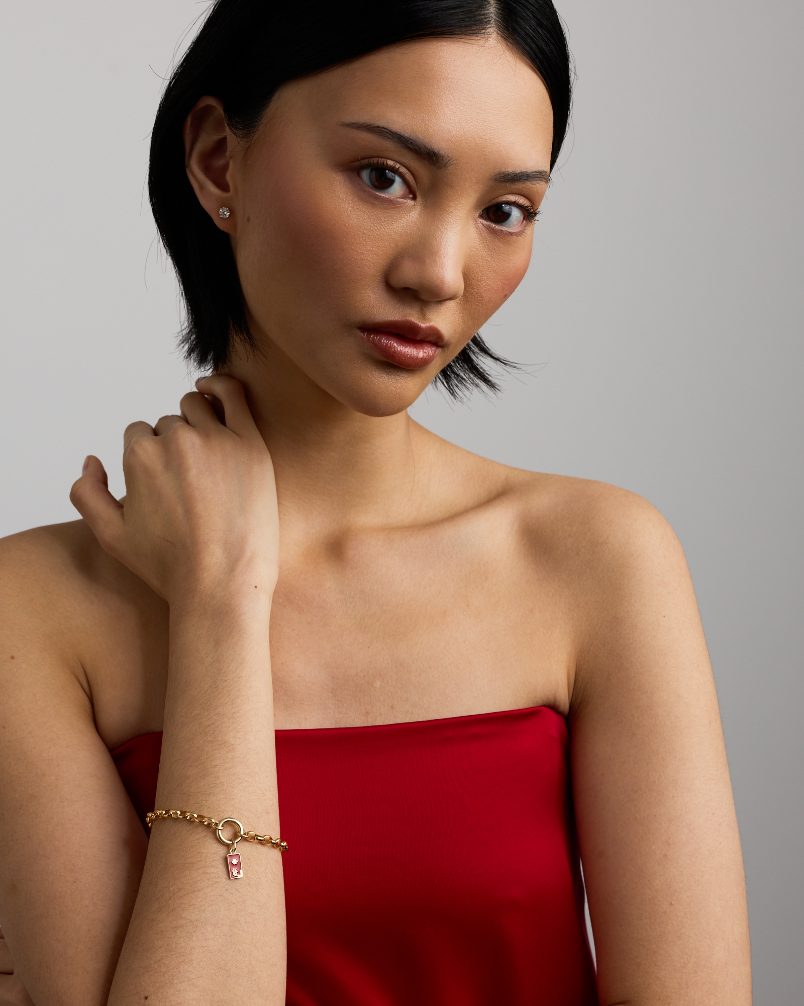 Lucky Money Pendant in 10kt Yellow Gold with Red Enamel