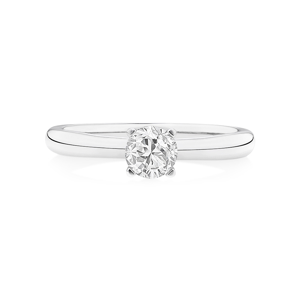 Solitaire Engagement Ring with Carat TW of Diamonds in 14kt White Gold