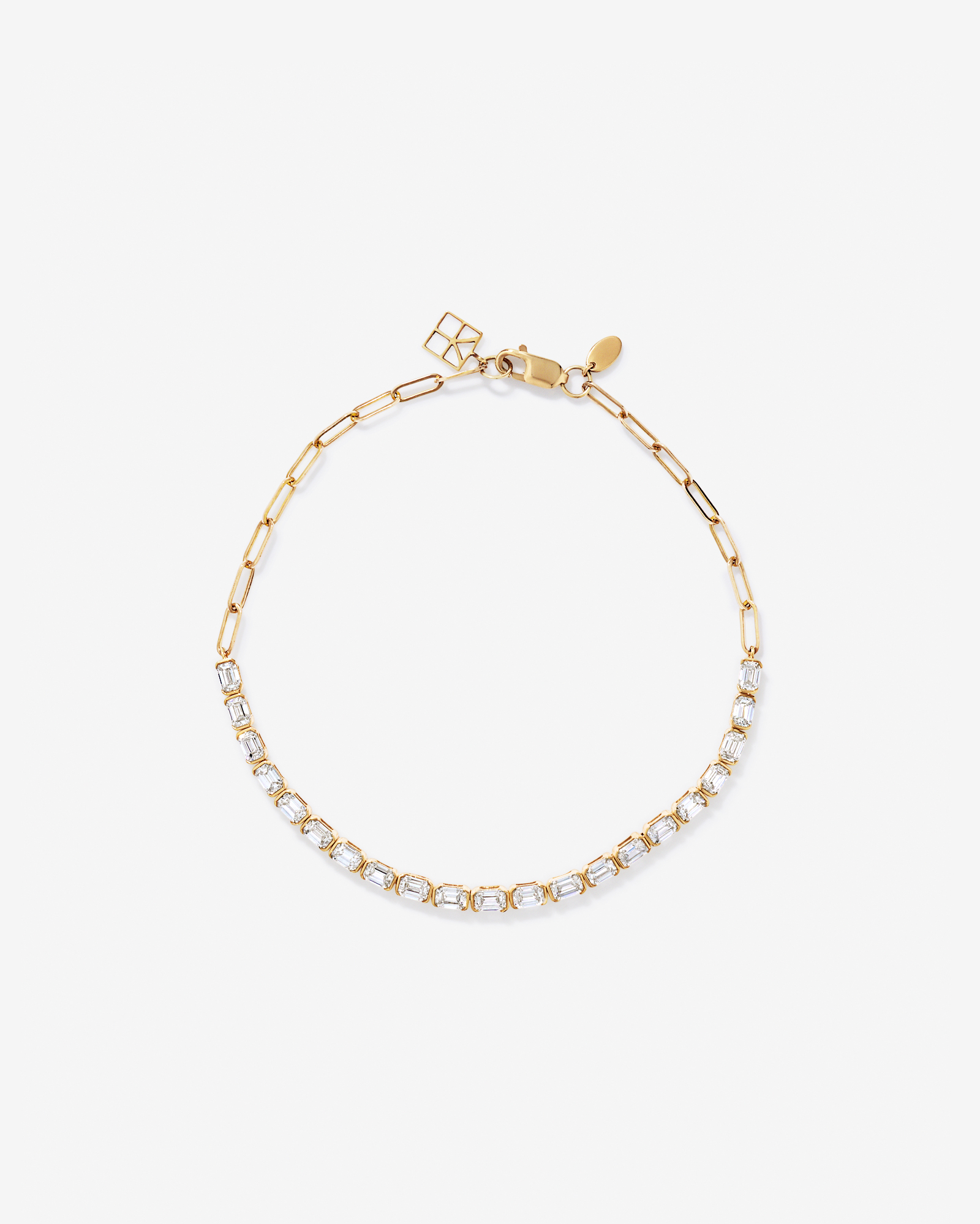 2.00TW Emerald Cut Lab Diamond Tennis Bracelet in 10kt Gold