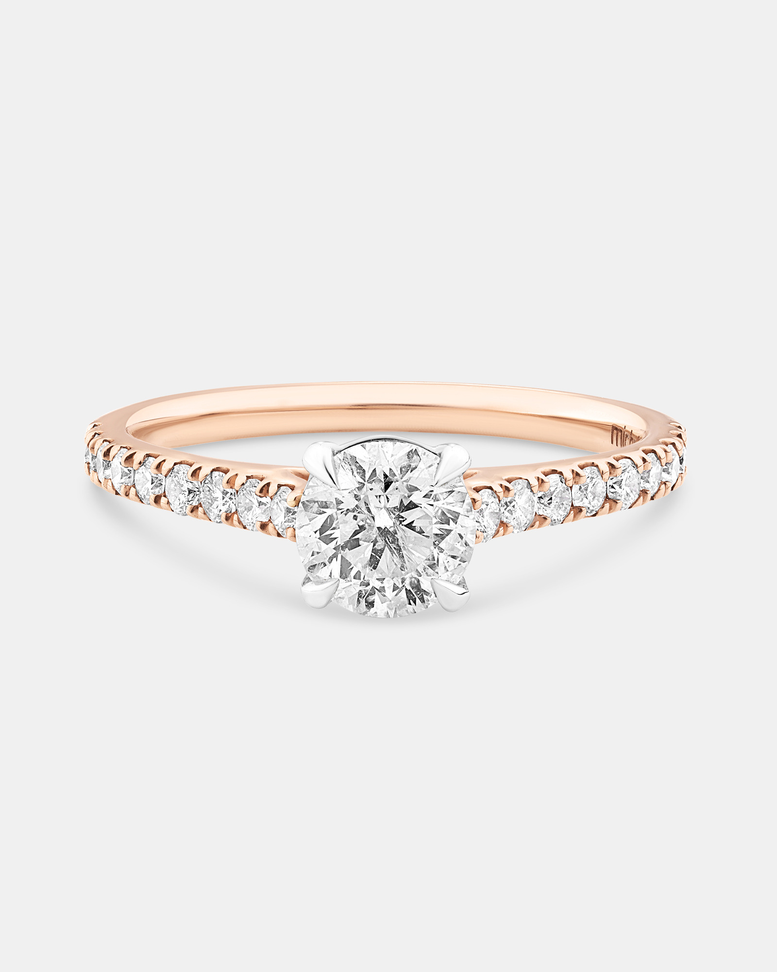 Bague de fiançailles avec 1 1/4 carat de diamants en or rose et blanc 14 carats