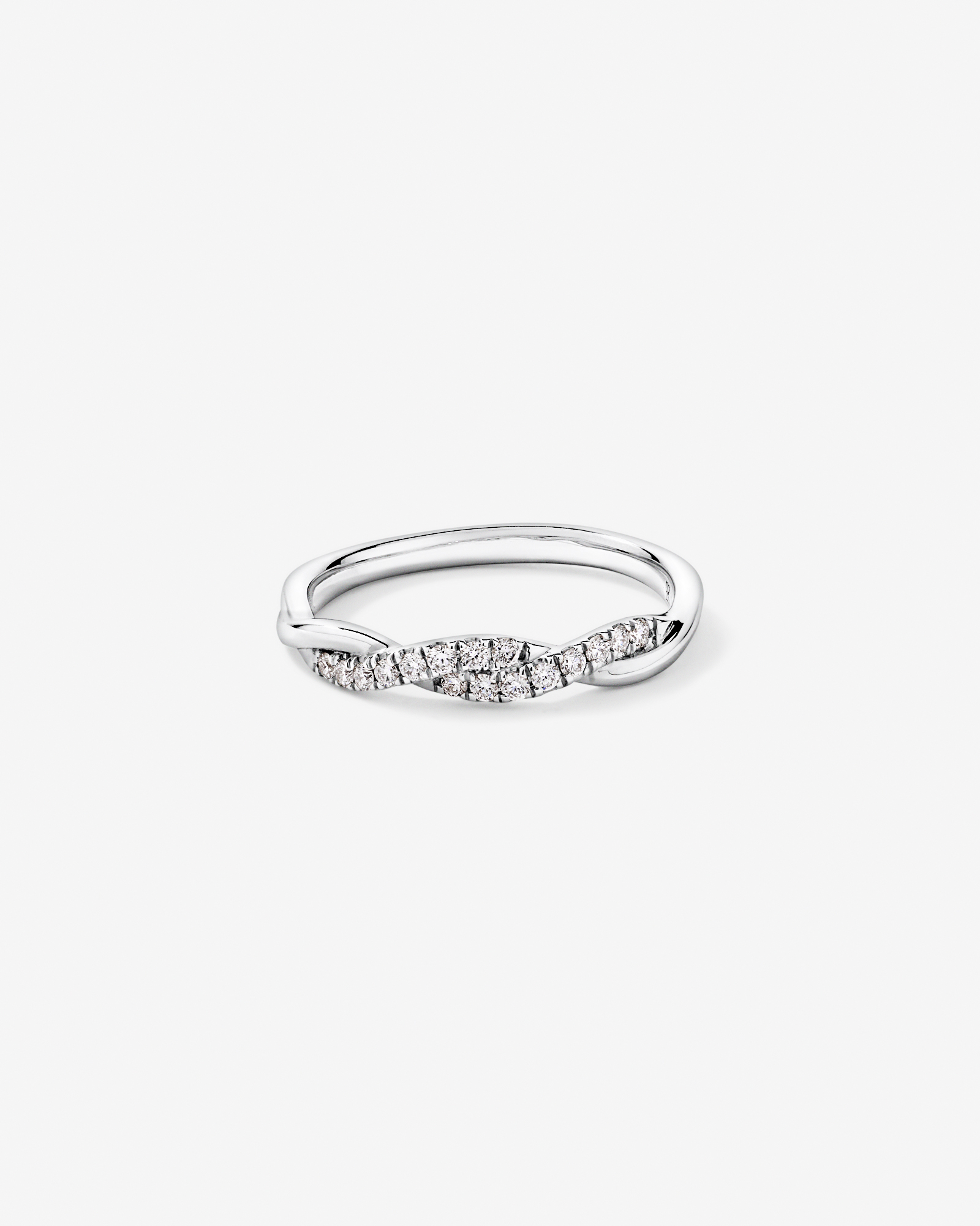 Alliance torsadée en or blanc 14 carats sertie d'un diamant rond brillant de 0,16 carat, cultivé laboratoire