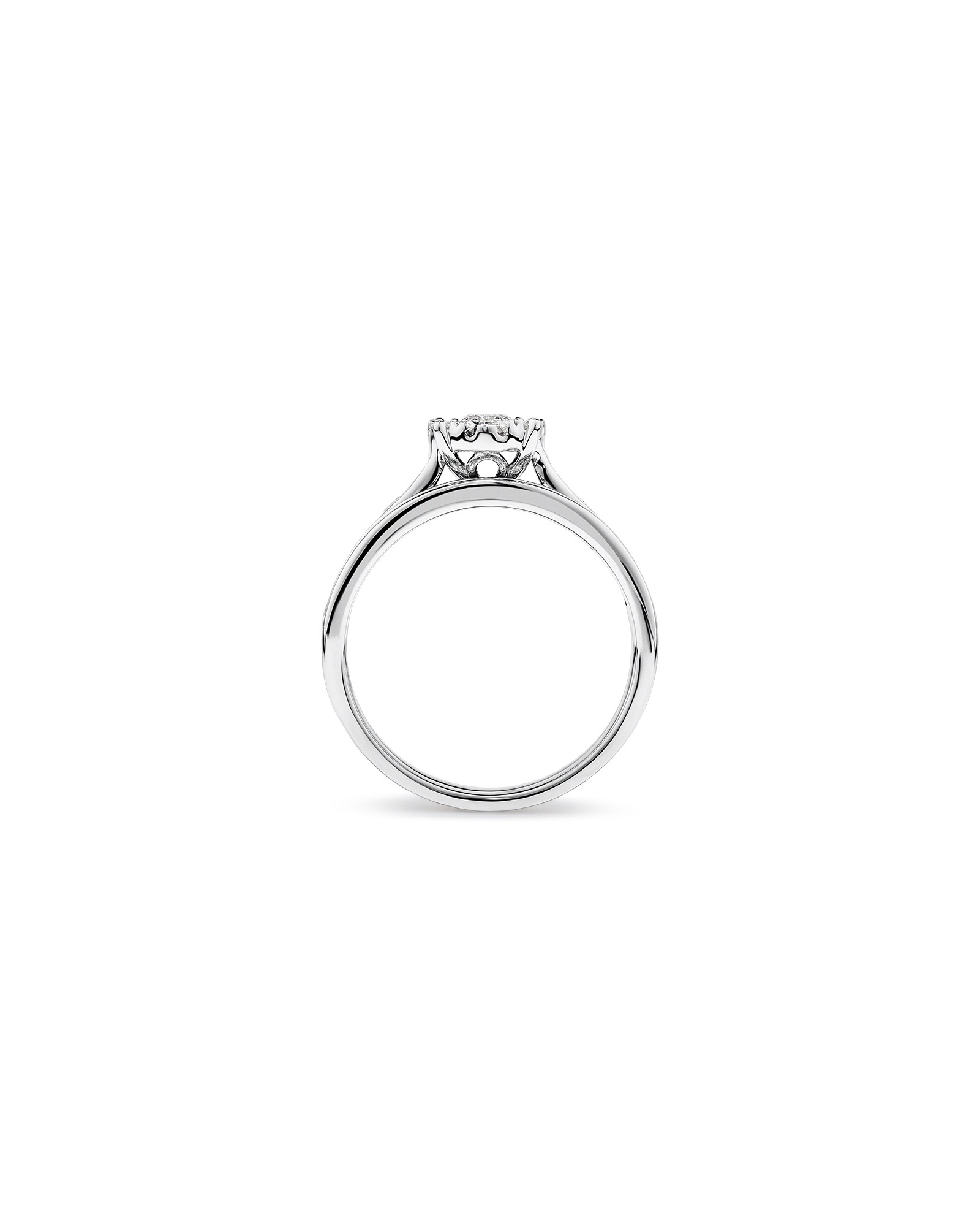 1,00 Carat Poids Total Ensemble Bague De Fiançailles En Diamant Rond Et Bande De Mariage Sertie En Canal, En Or Blanc 14 Ct