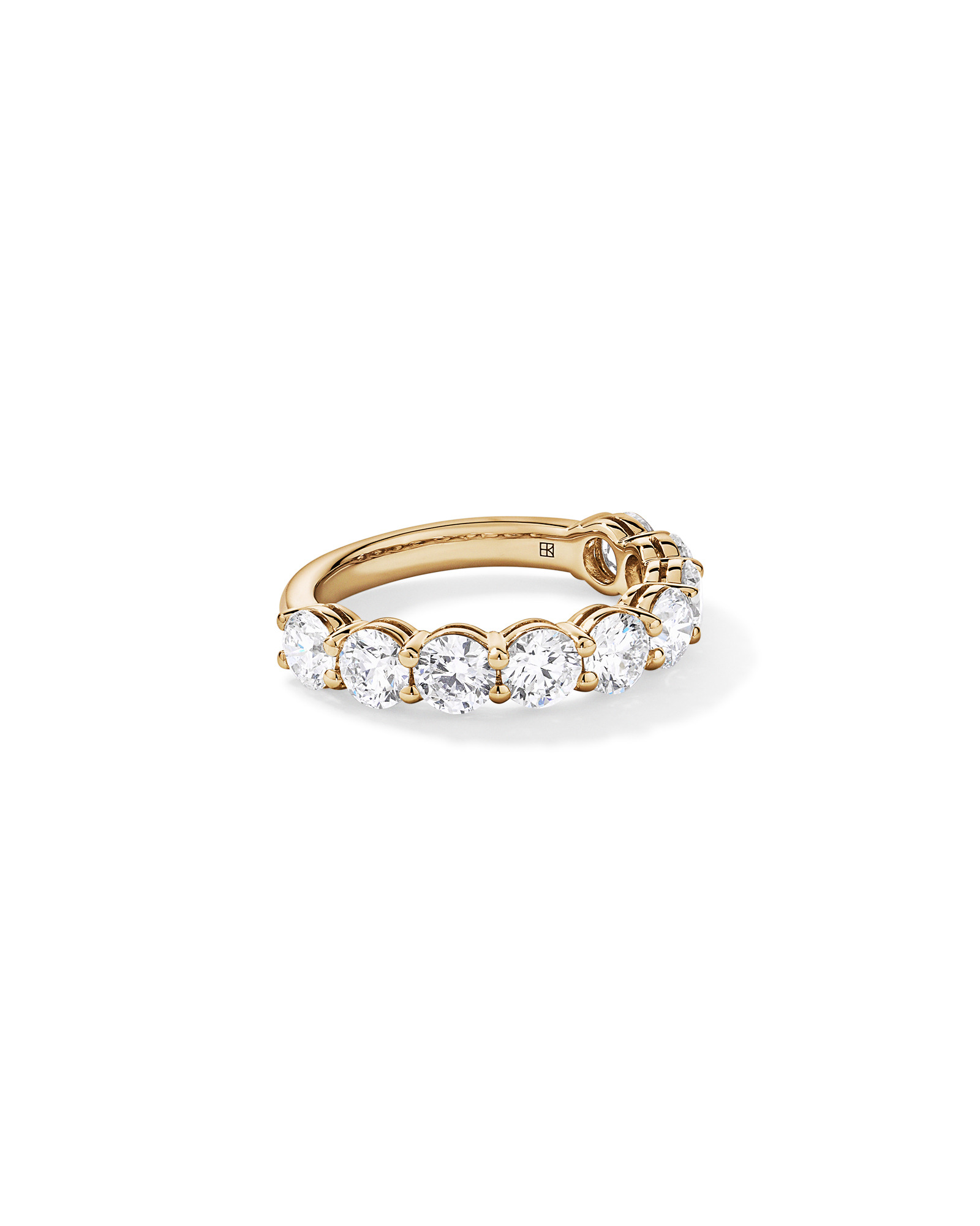 Alliance en or jaune 14 carats sertie d'un diamant rond brillant de 2,74 carats, cultivé laboratoire