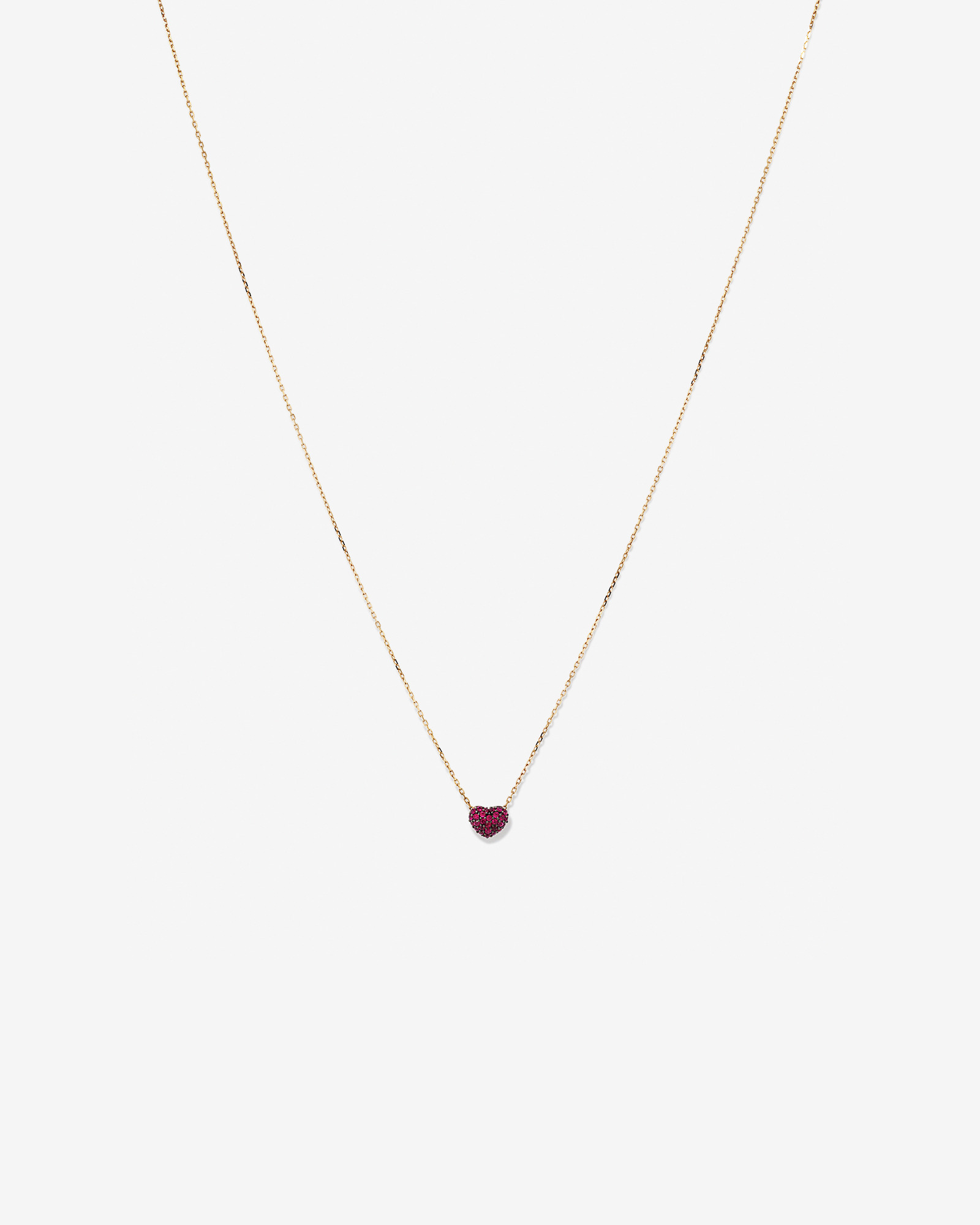 Ruby Pave Heart Pendant in 10kt Yellow Gold