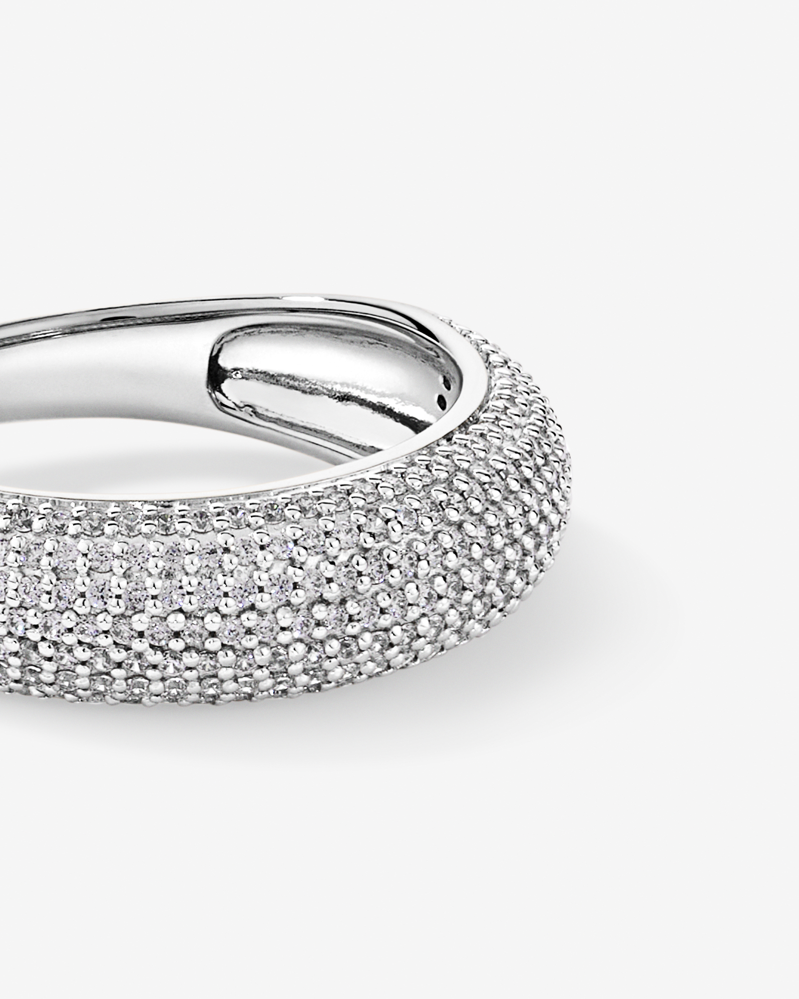 Classic Pavé Dome Ring with Cubic Zirconia in Sterling Silver