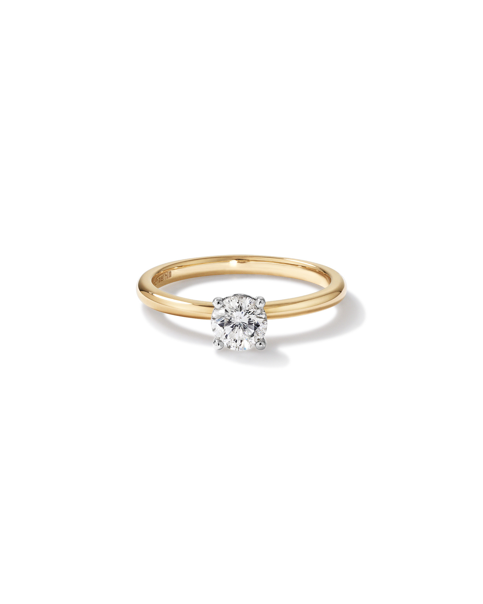0.50 Carat TW Round Brilliant Diamond Solitaire Engagement Ring 14kt Yellow and White Gold