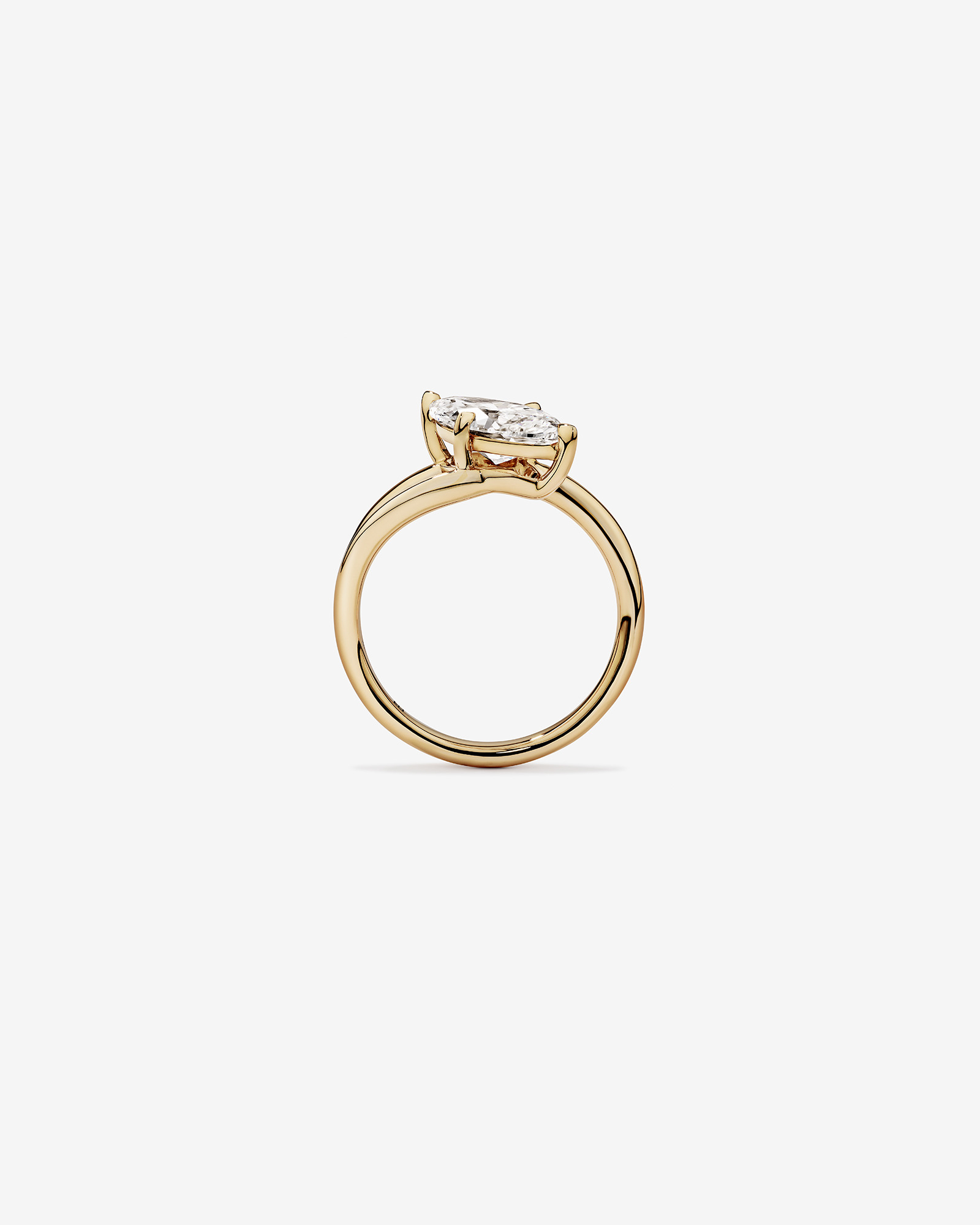 2.00 Carat TW East West Marquise Cut Laboratory-Grown Diamond Double Band Engagement Ring 14kt Yellow Gold