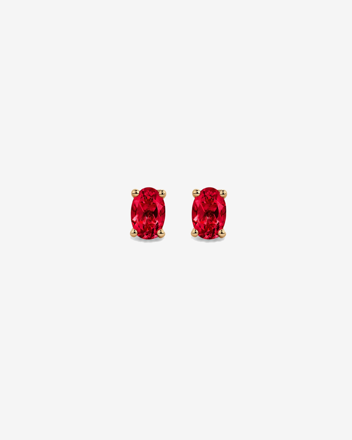 Oval Ruby Stud Earrings in 10kt Yellow Gold