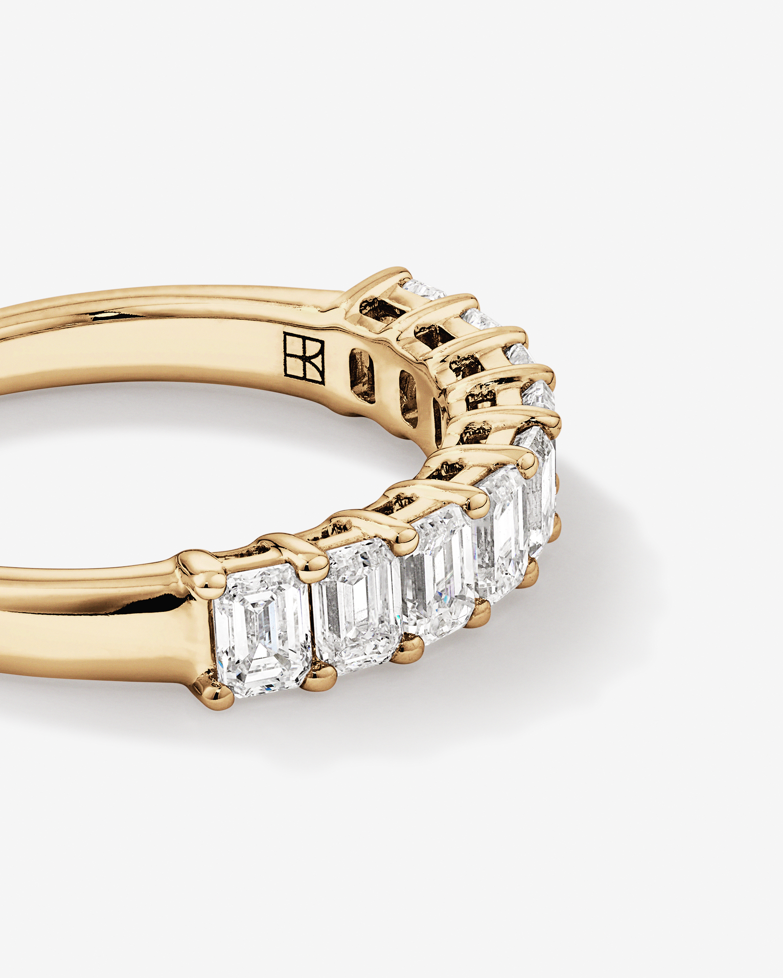 Alliance de mariage en diamant cultivé en laboratoire TW taille émeraude de 1,17 carat en or jaune 14 carats