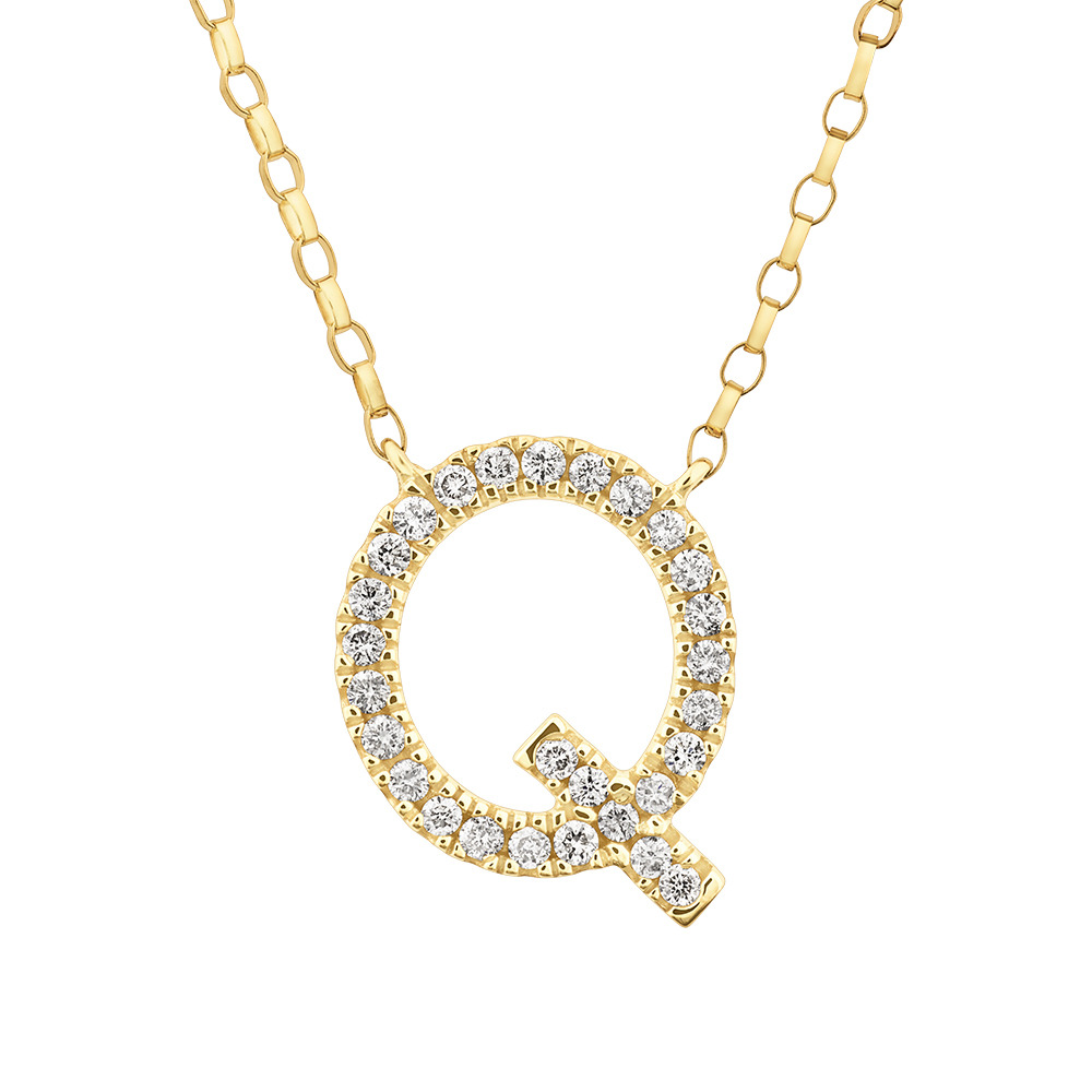 Collier à initiale « Q » en or jaune 10 K à diamants totalisant 0,10 ct
