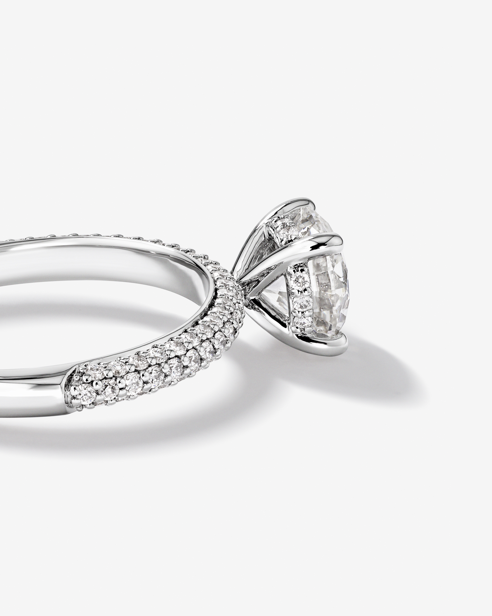 1.95 Carat TW Round Brilliant Laboratory-Grown Diamond Solitaire Side Accent Engagement Ring 14kt White Gold