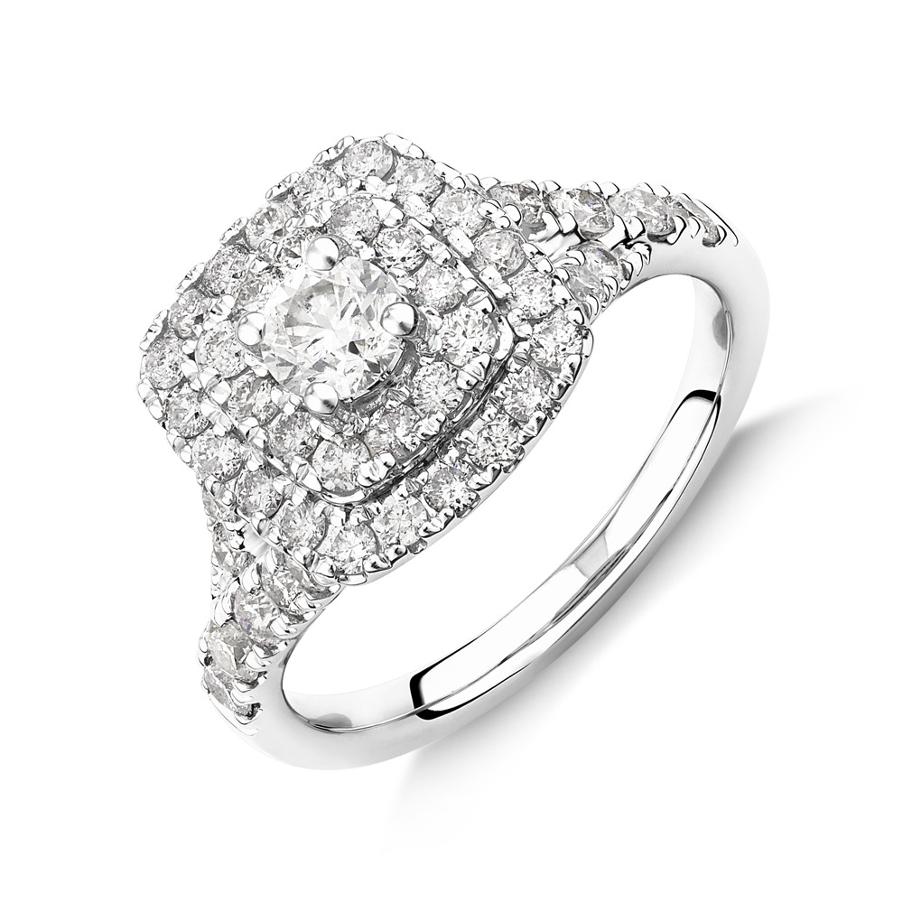 Ensemble nuptial en or blanc 14 K avec diamants totalisant 1,75 ct