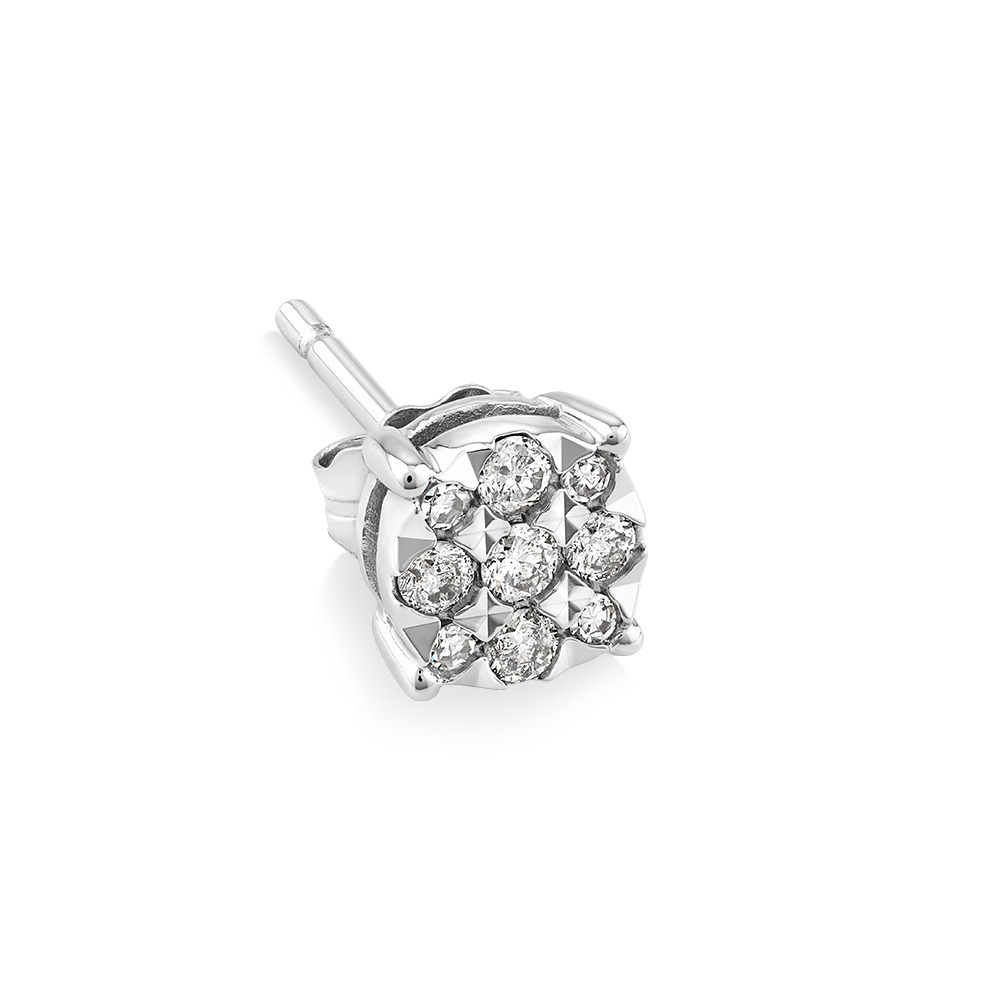 Single Solitaire Stud Earring with 0.12 Carat TW of Diamonds 10kt White Gold