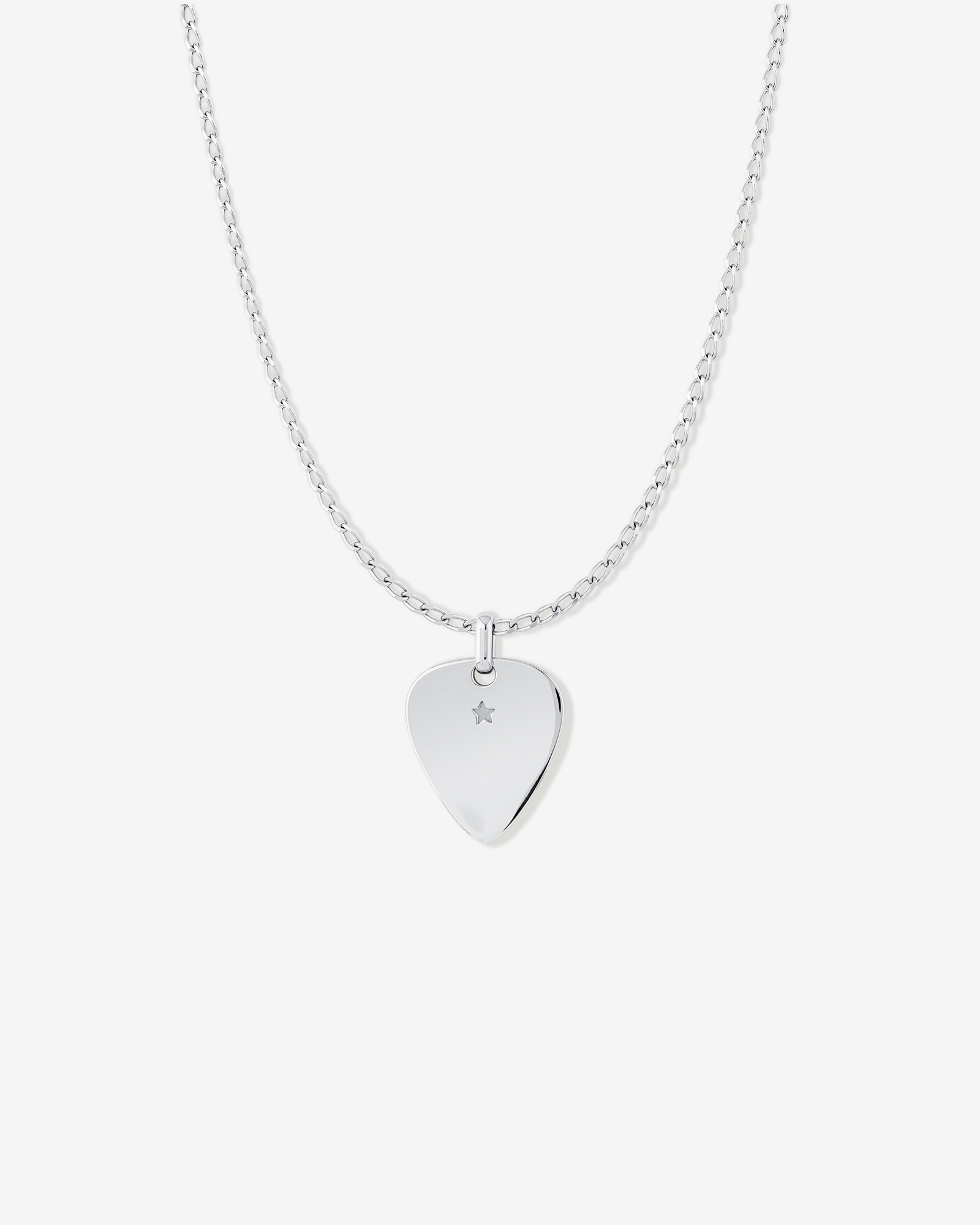 INXS Kick Engraved Guitar Pick Pendant with Chain in Recycled Sterling Silver