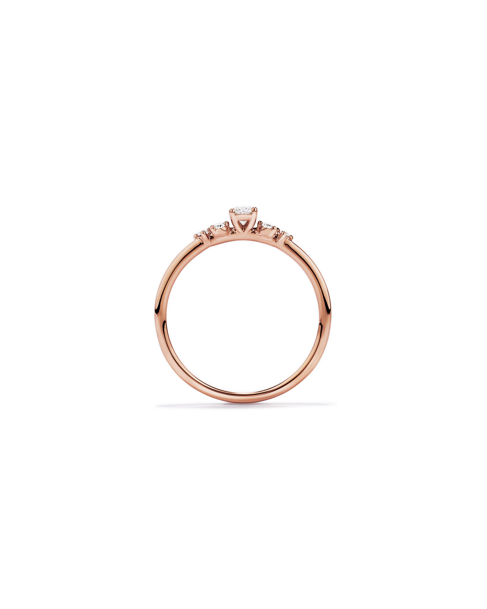 Bague de promesse en or rose 10 carats avec diamants laboratoire taille ovale et brillant rond (poids total 0,20 carat)