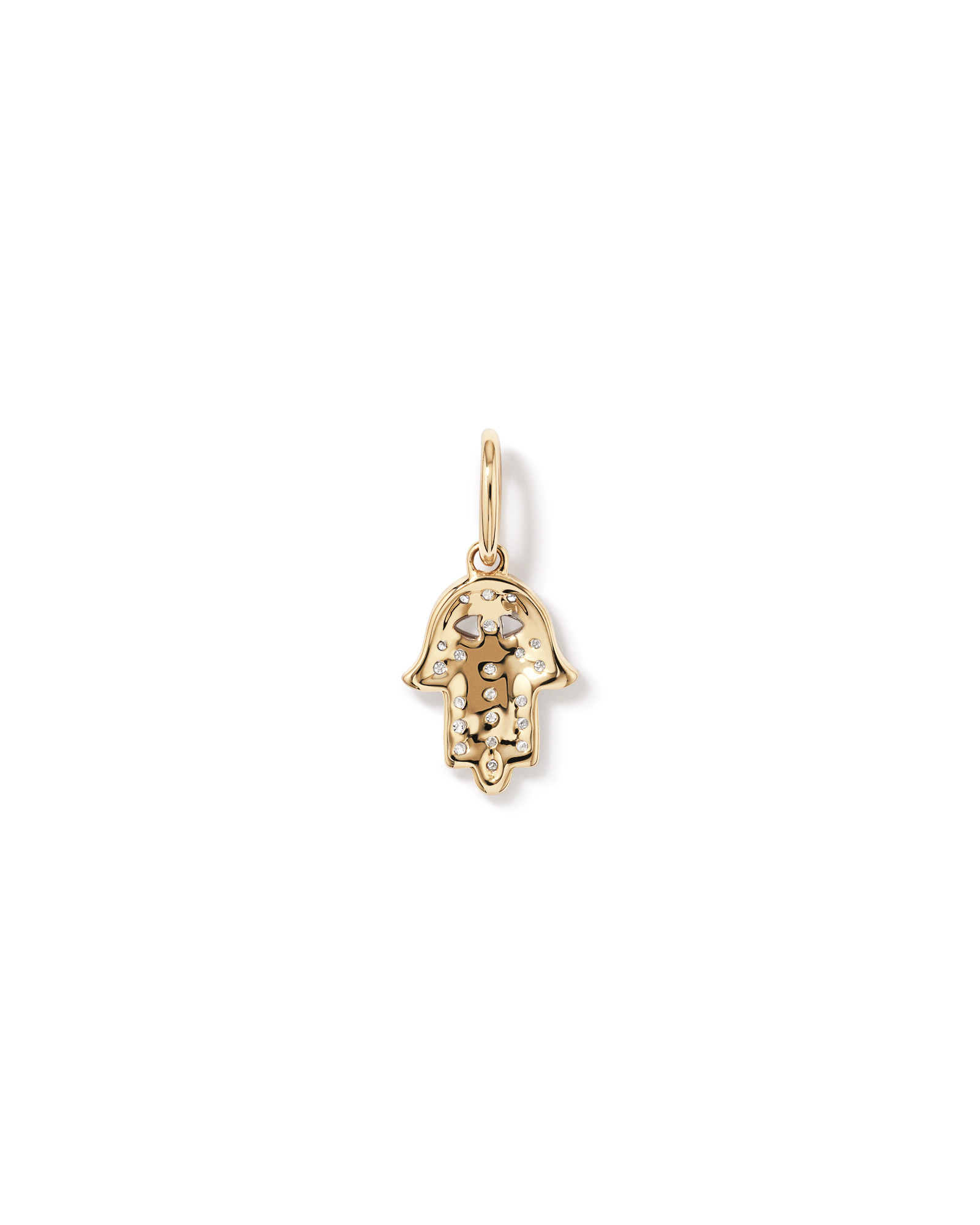 Diamond Hamsa Hand Pendant in 10kt Yellow Gold