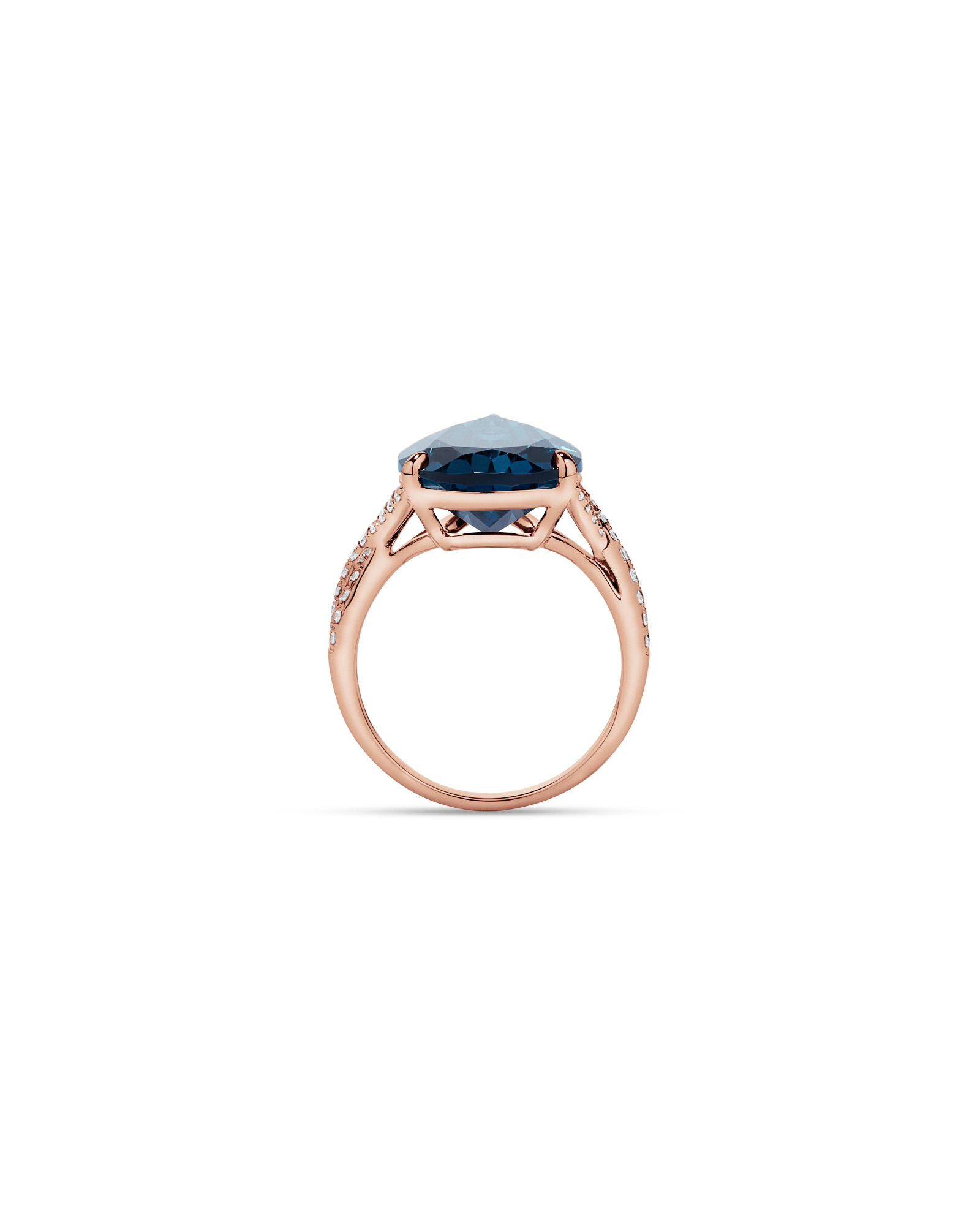 Pear Cut London Blue Topaz & 0.28 Carat TW Diamond Twist Ring 10kt Rose Gold