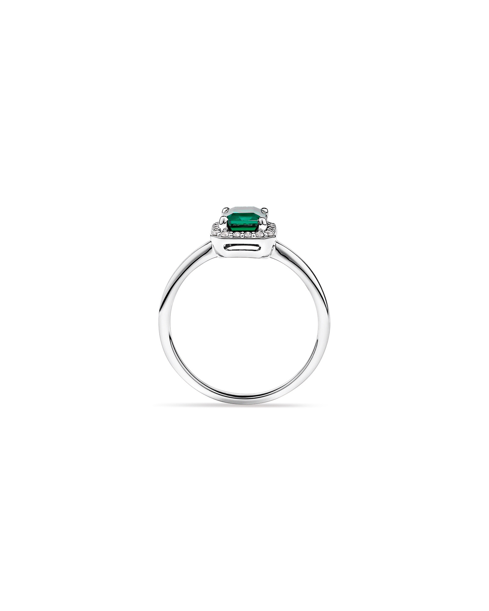 Bague Halo en diamant Emerald Lab 0.10TW or blanc 10kt
