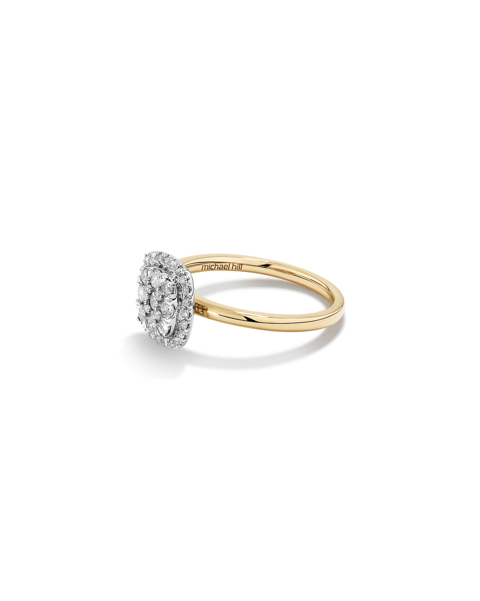 0.50 Carat TW Cushion Shaped Diamond Cluster Ring in 14kt Yellow & White Gold