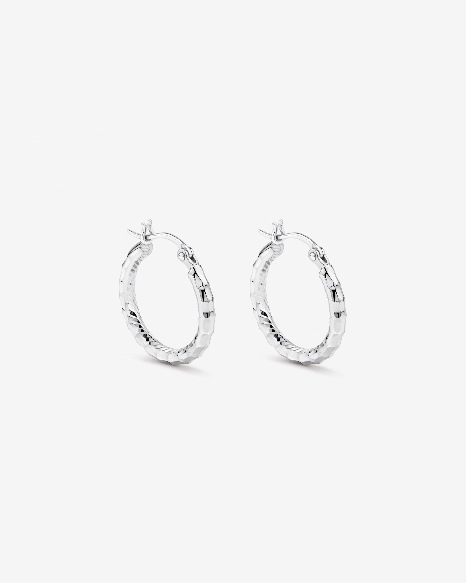 Boucles D'Oreilles Créoles À Texture Diamantée En Argent Sterling