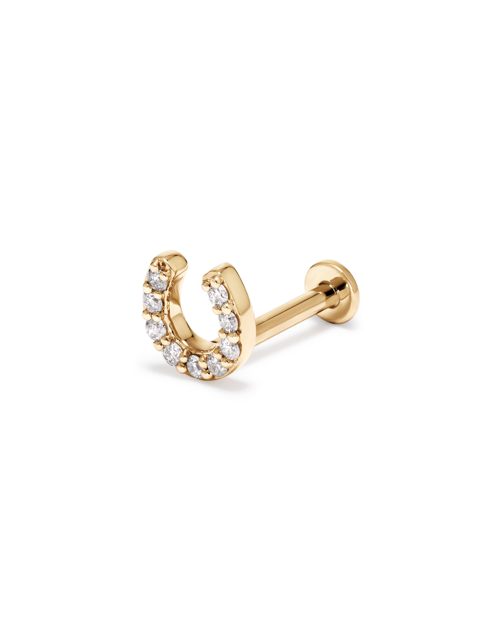 Horseshoe Helix Single Stud Earring with 0.04 Carat TW of Laboratory-Grown Diamonds in 10kt Gold