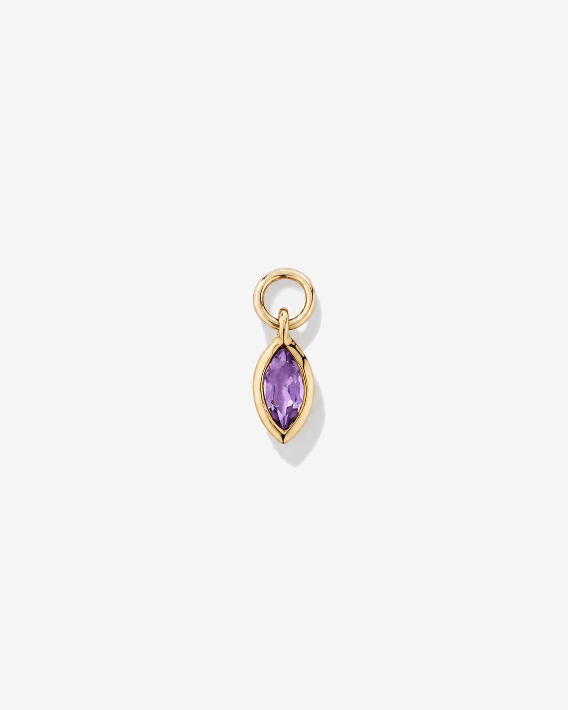 Amethyst Single Earring Charm in 10kt Yellow Gold