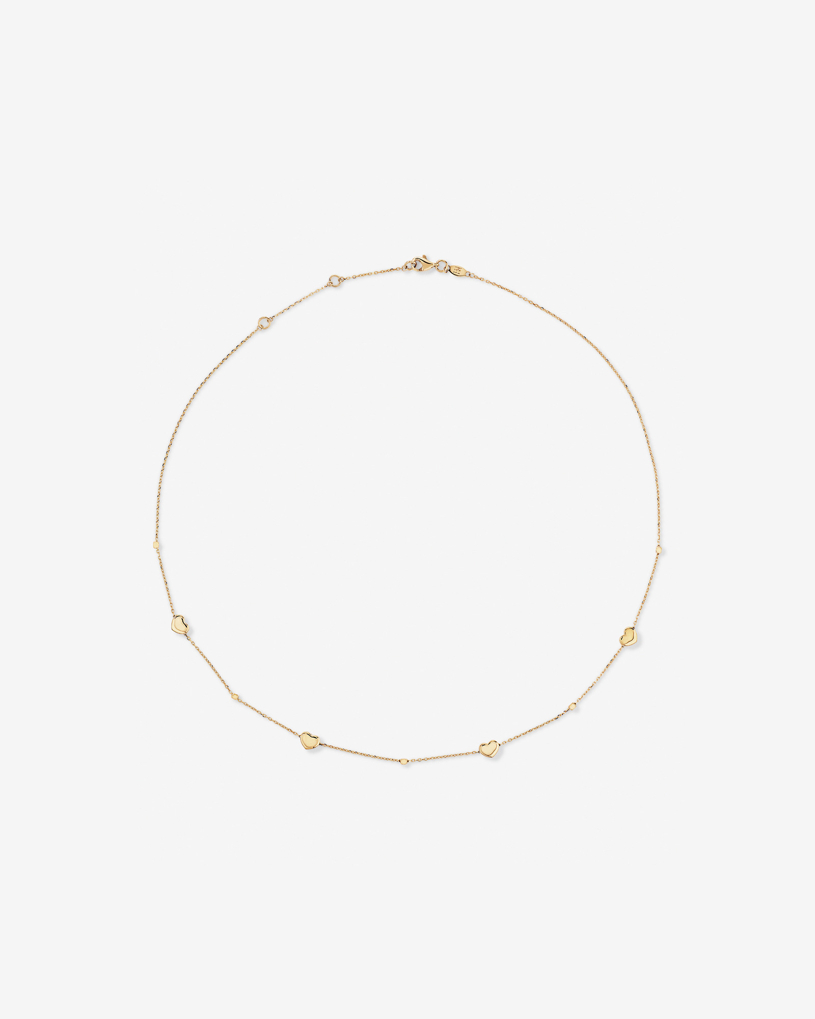 Collier à stations avec cœur et perles 50 cm (20 po) en or jaune 10 kt