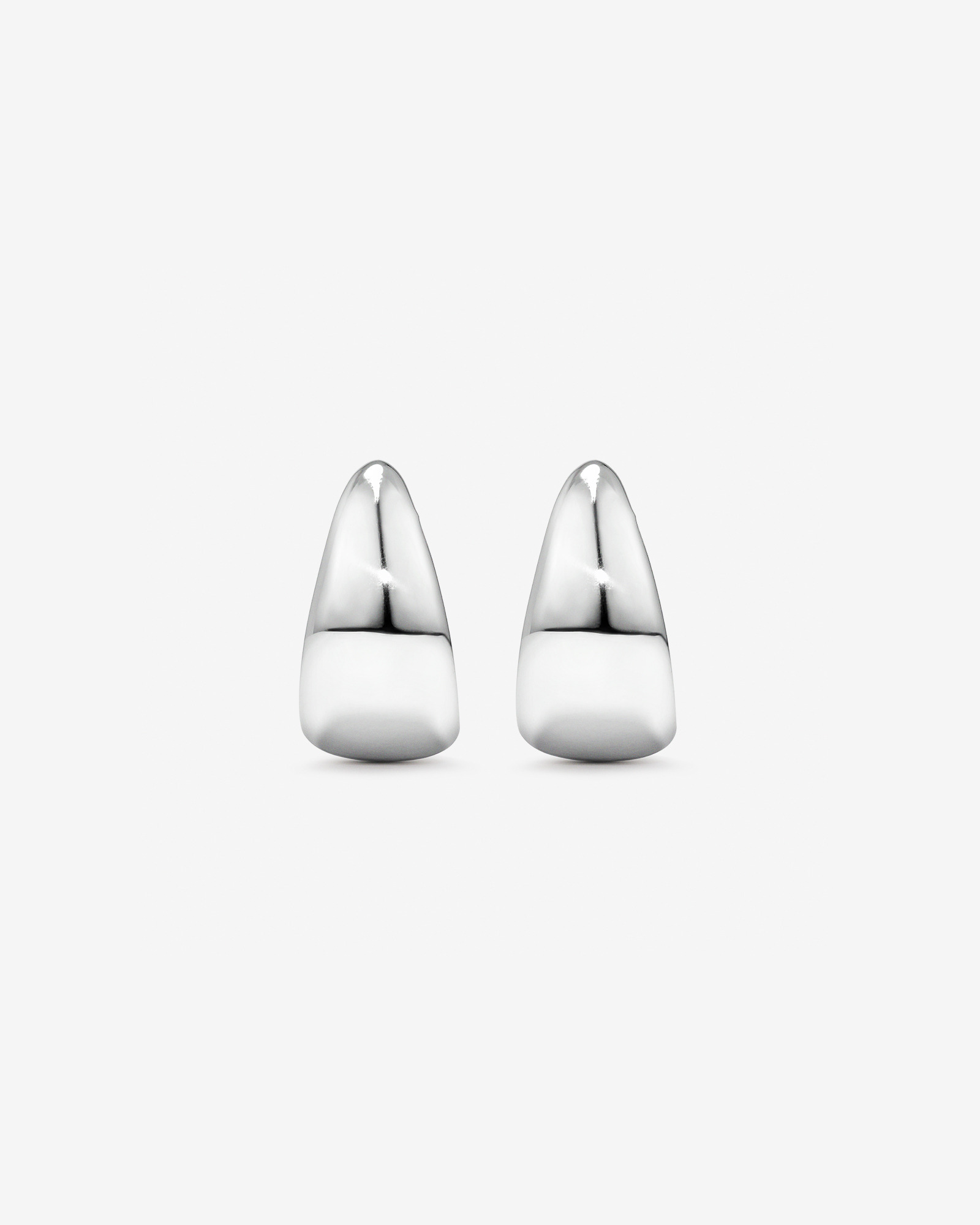 Polished Large Half Hoop Dome Stud Earrings in Sterling Silver