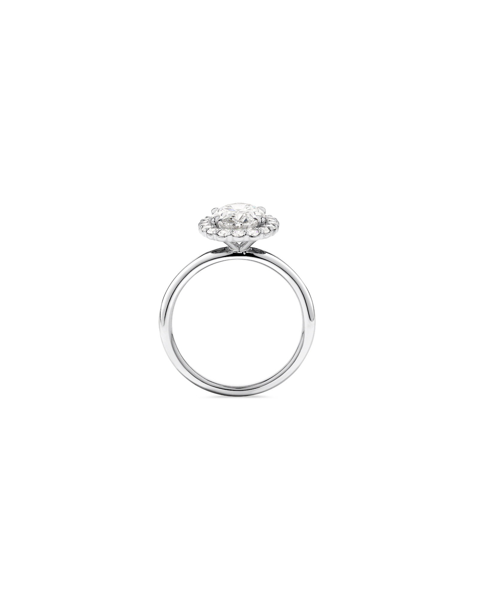 2.34 Carat TW Oval Cut Laboratory-Grown Diamond Halo Engagement Ring in 14kt Gold