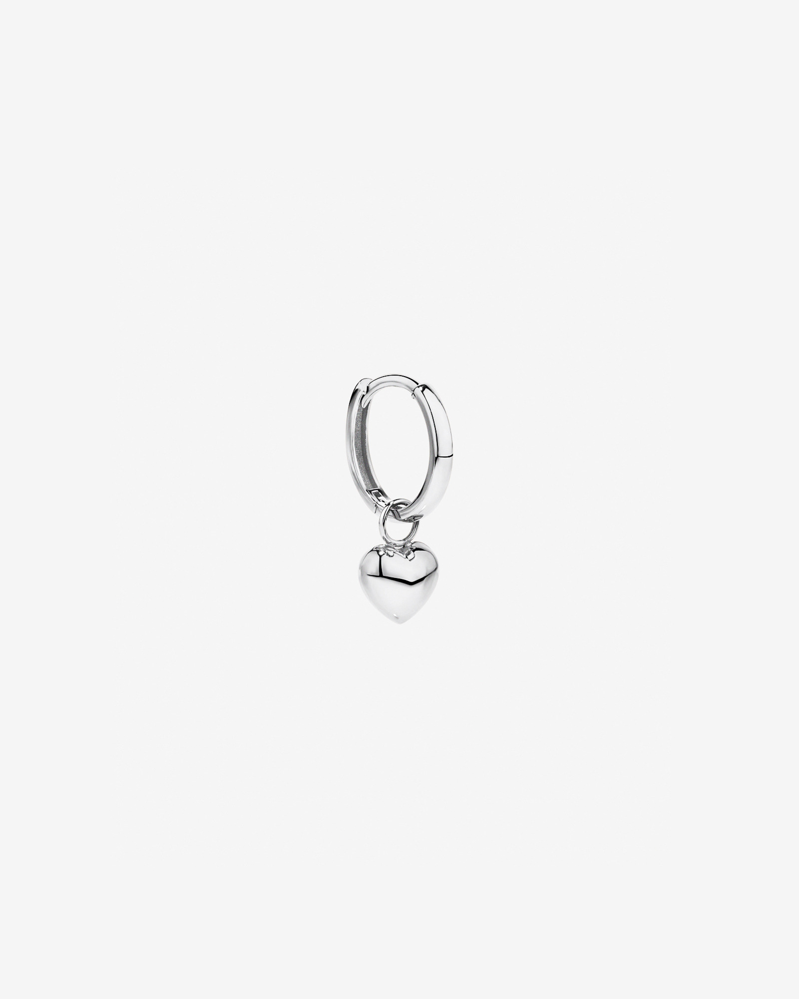Puff Heart Single Earring Charm in Sterling Silver