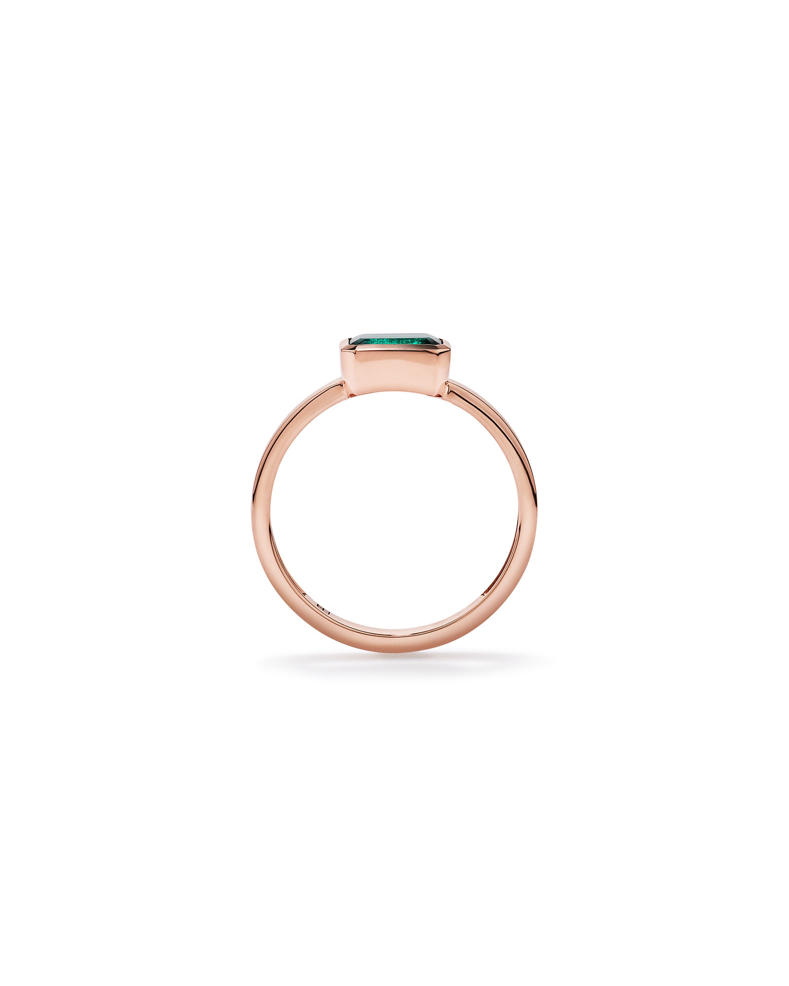 Created Emerald Bezel Ring 10kt Rose Gold