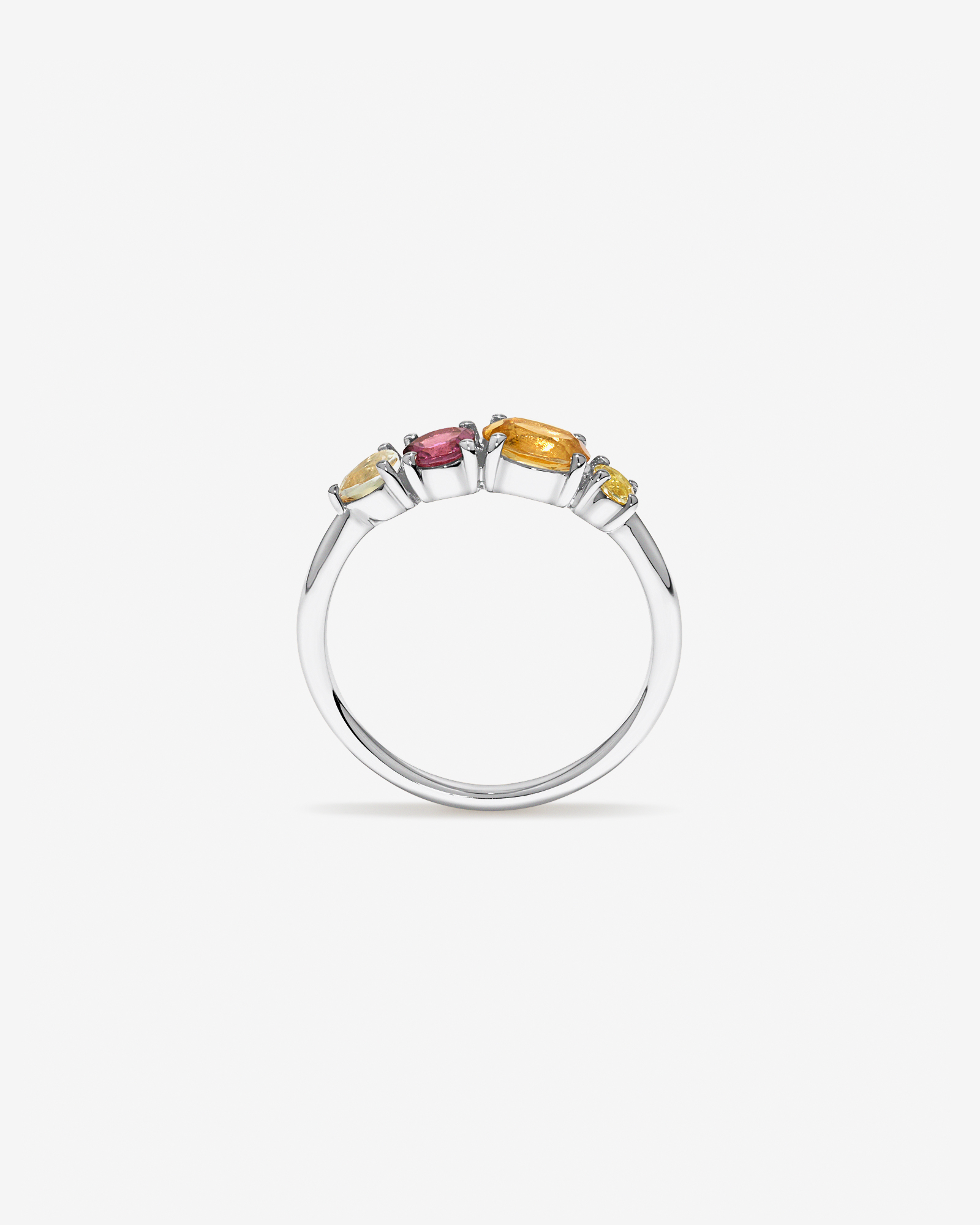 Anneau multi-gemmes en améthyste vert, tourmaline rose