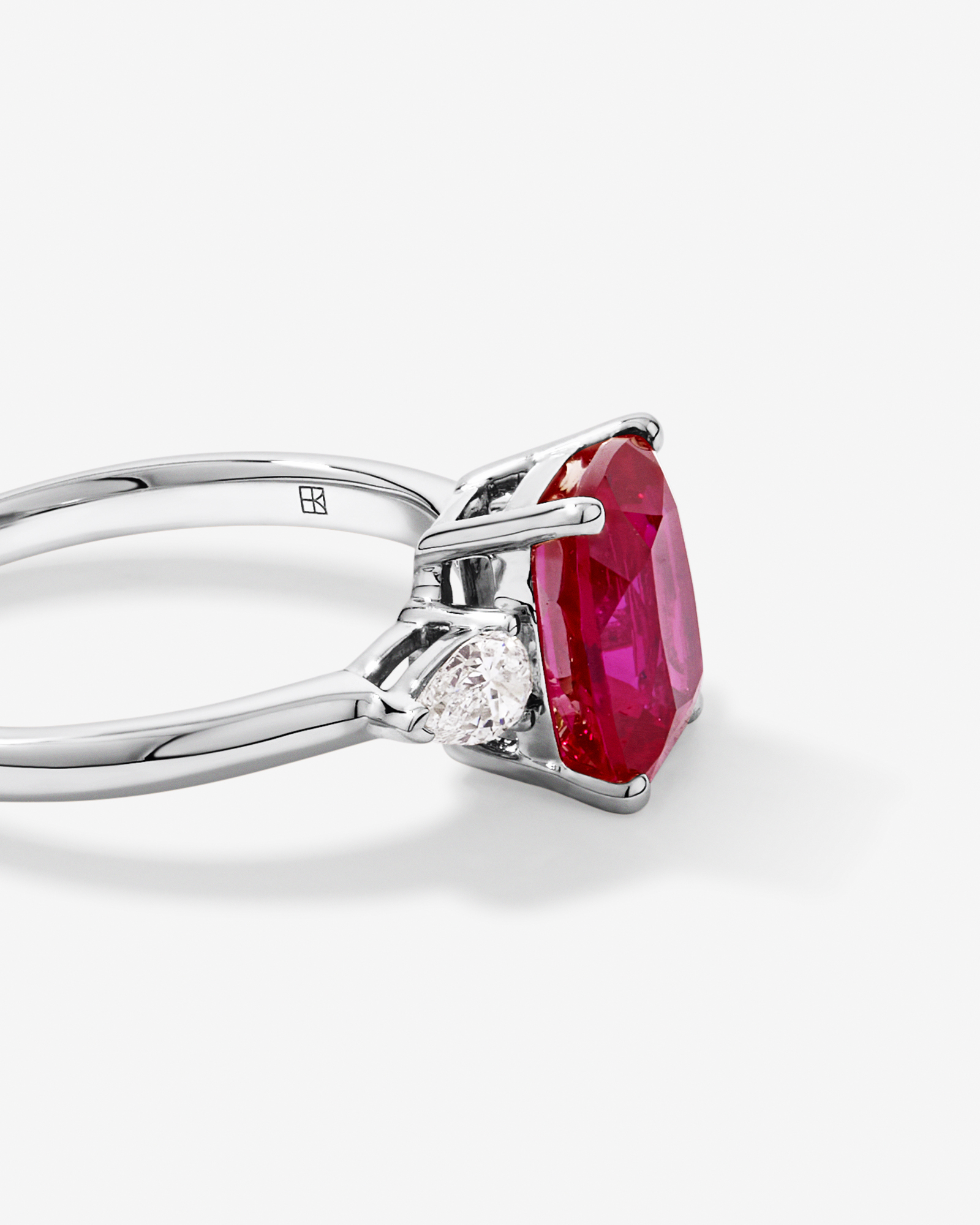 Created Ruby and 0.27 Carat TW Laboratory-Grown Diamond 3 Stone Ring 10kt Gold