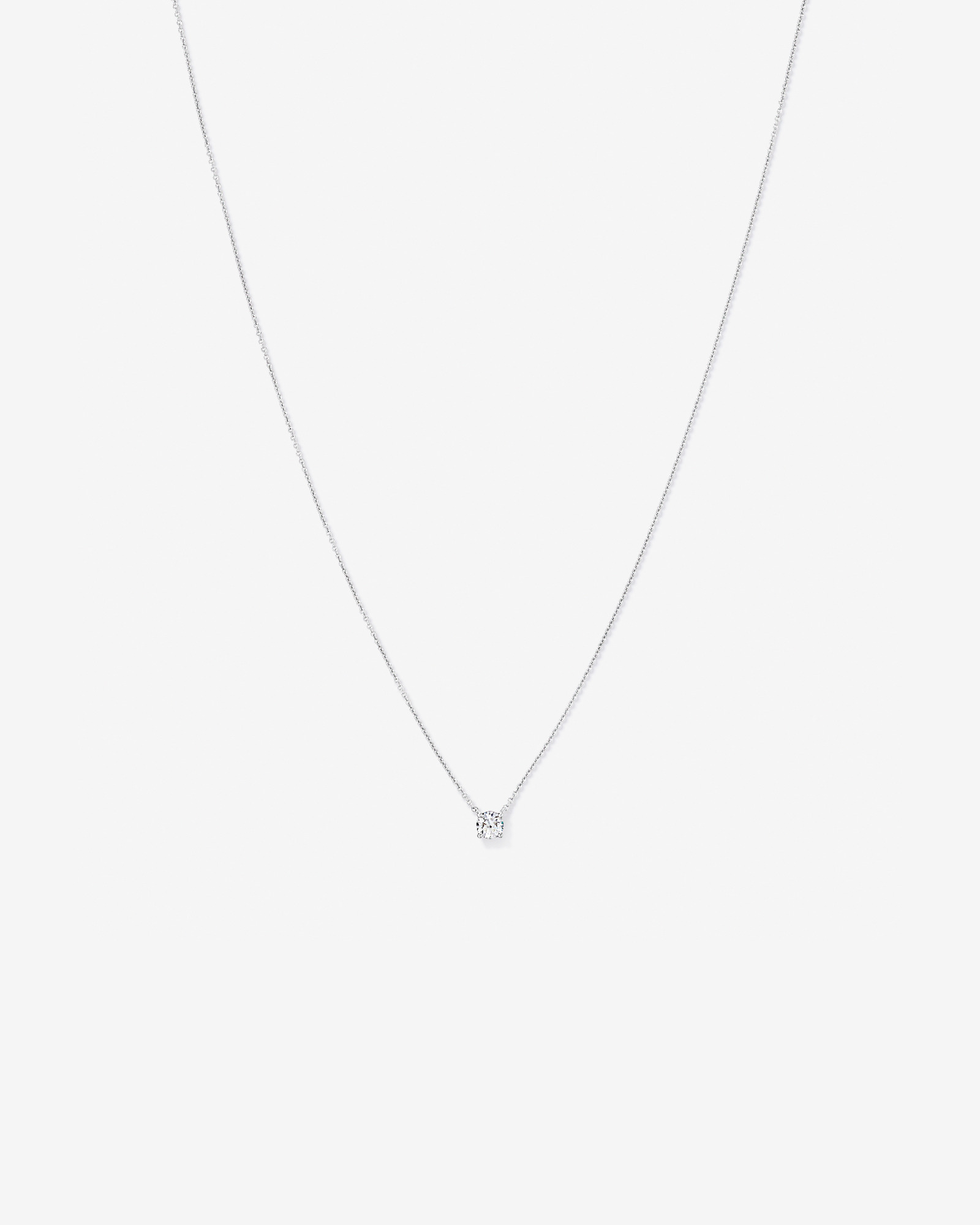 0.50TW Lab Diamond Round Brilliant Solitaire Necklace in Silver