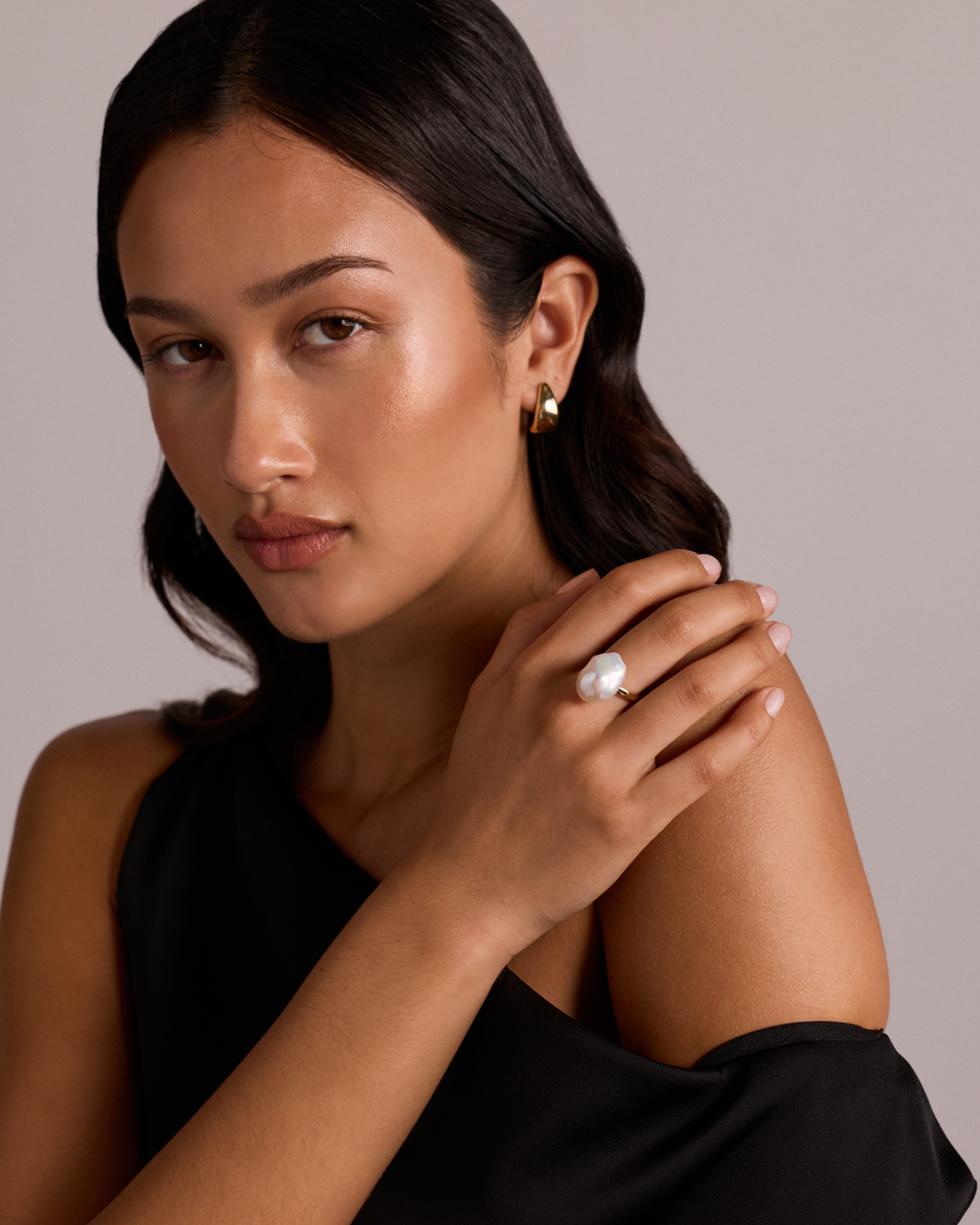 Baroque Cultured Freshwater Pearl Ring in 10kt Yellow Gold