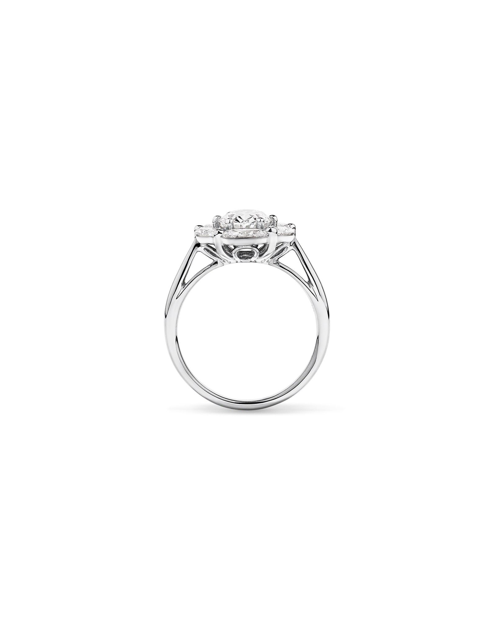 2.68 Carat TW Oval and Marquise Laboratory-Grown Diamond Halo Ring 14kt Gold