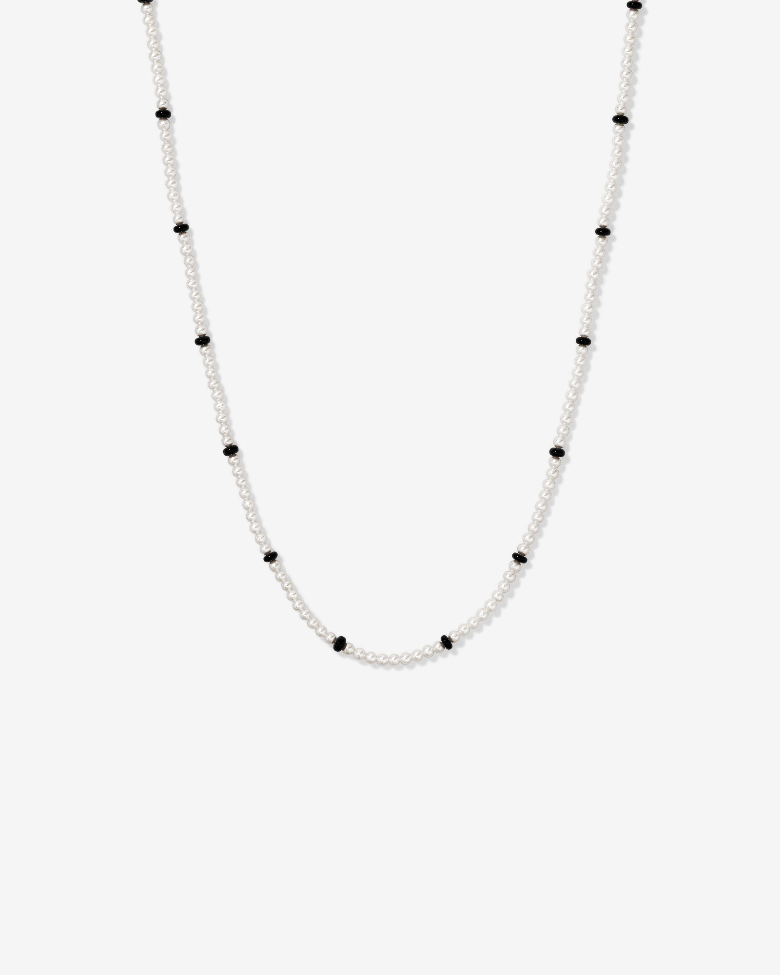 Cultured Freshwater Pearl & Onyx Necklace in Sterling Silver