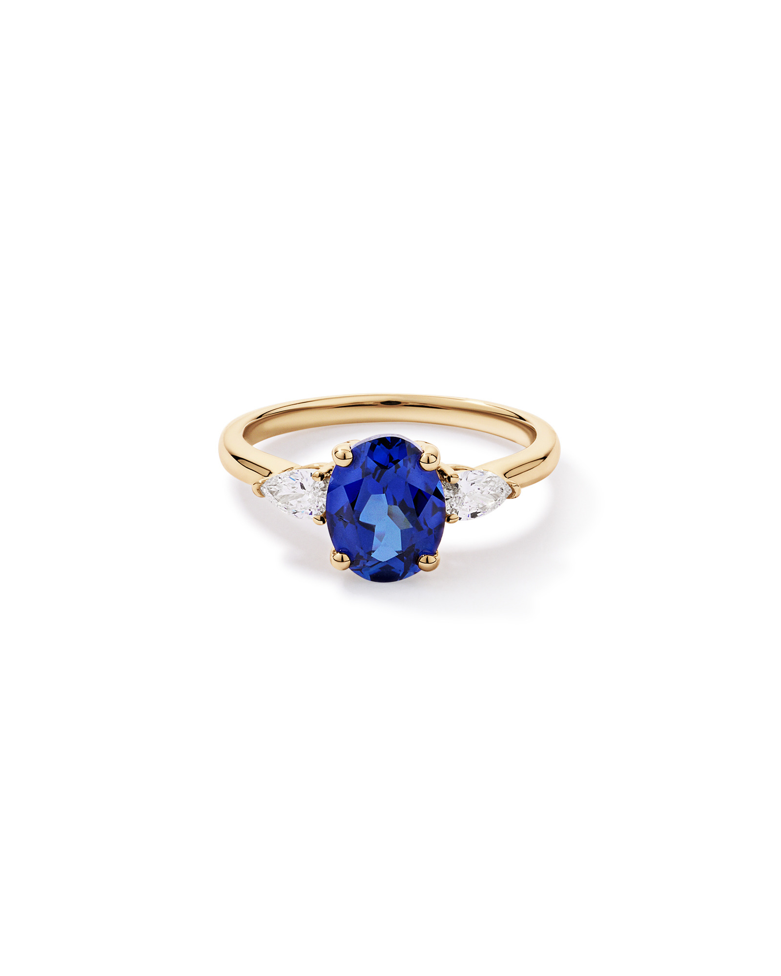 Created Sapphire and 0.27 Carat TW Laboratory-Grown Diamond Ring 10kt Gold