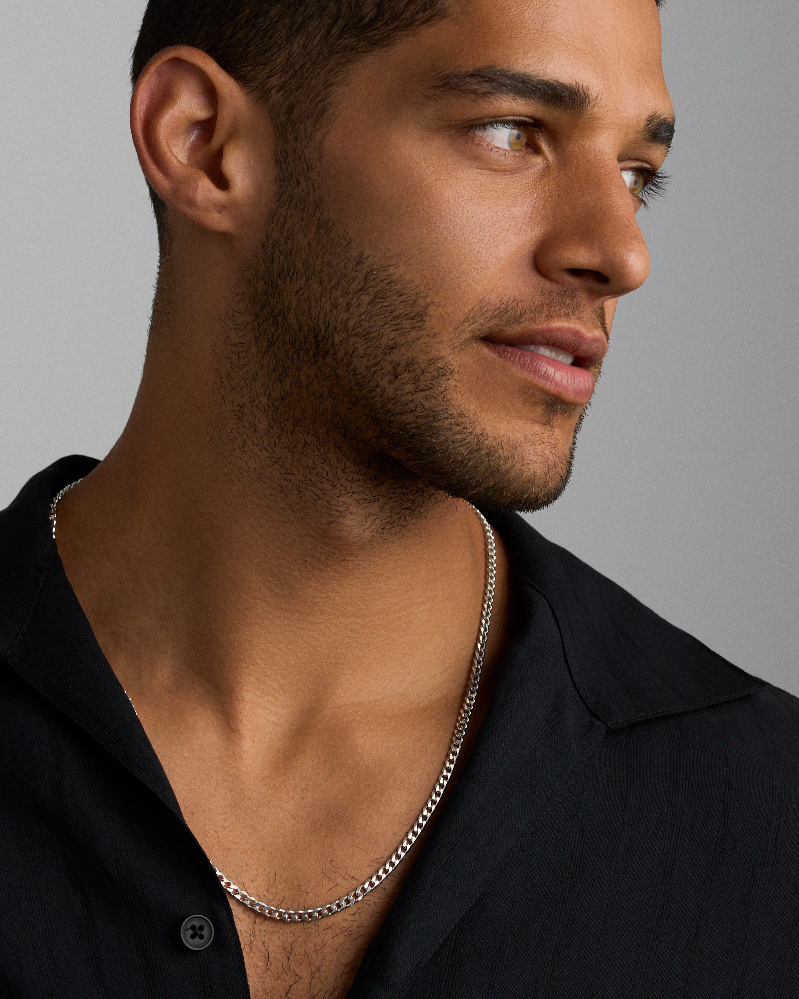 Chaîne à maillons gourmette en argent sterling de 50 cm, largeur 4 mm à 4,5 mm