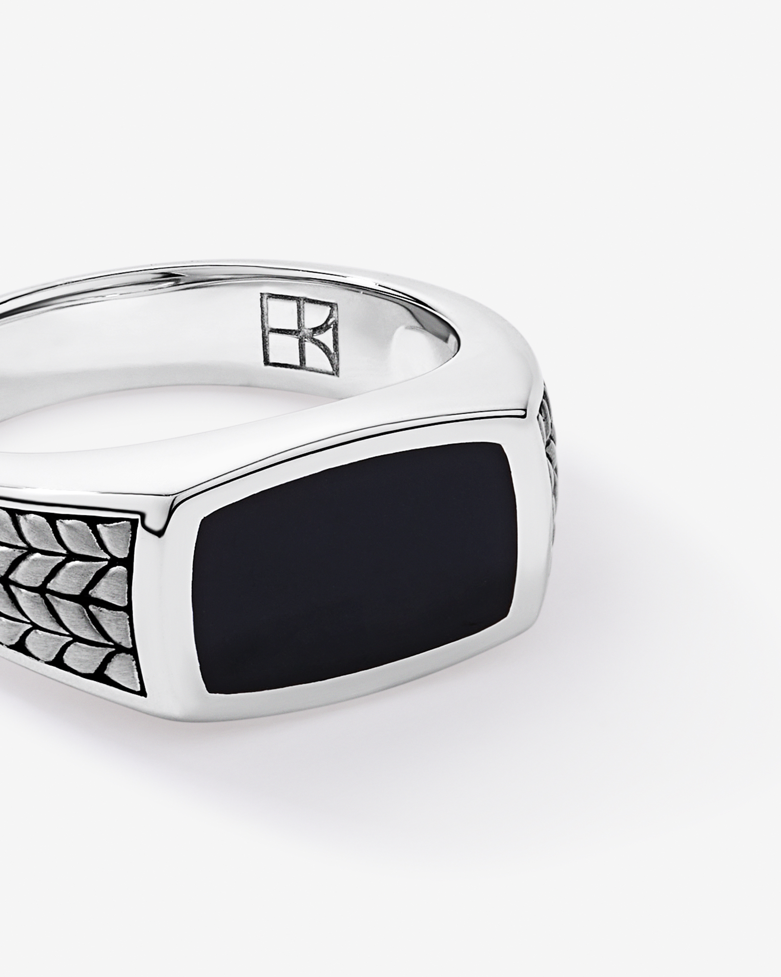 Black Onyx Signet Ring in Sterling Silver